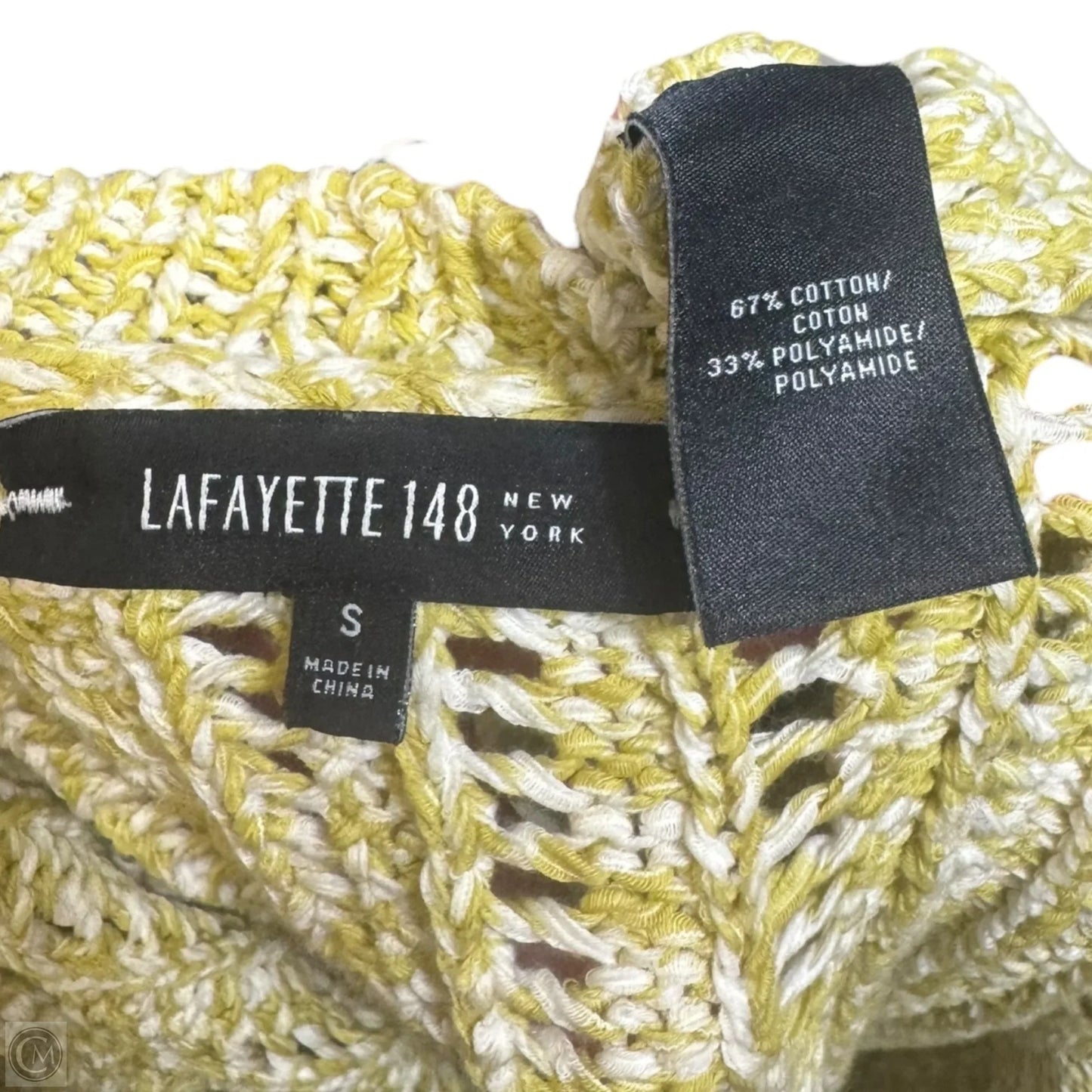 Open Knit Sweater Cardigan Designer By Lafayette 148 In Green, Size: S