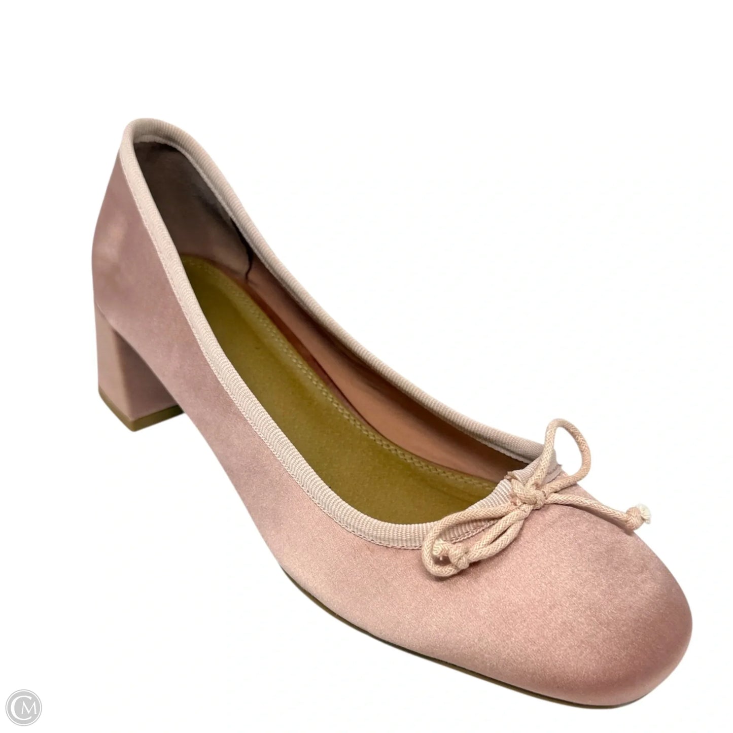 Steffie Bow Detail Mid Block Heeled Shoes By Asos In Blush Satin, Size: 7