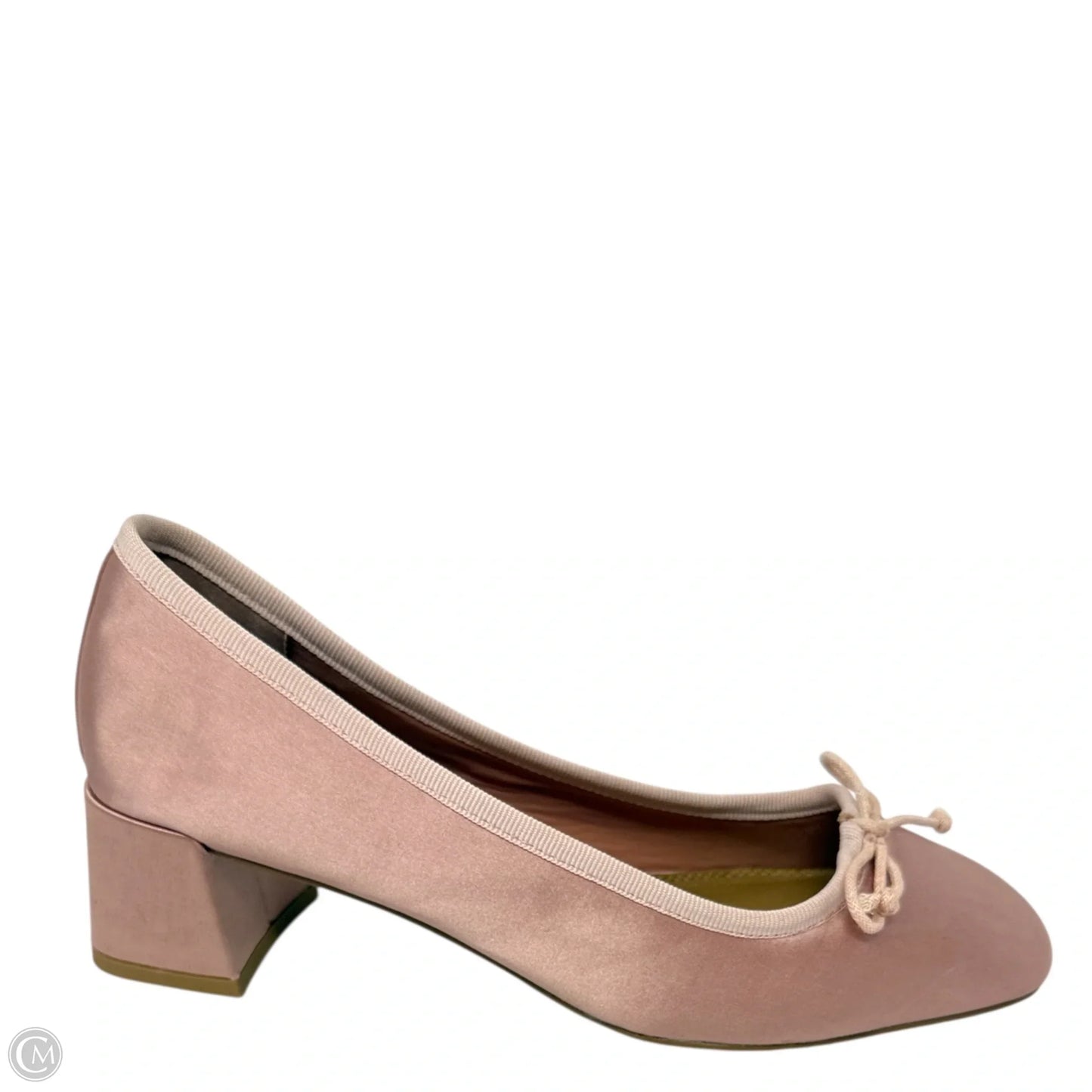 Steffie Bow Detail Mid Block Heeled Shoes By Asos In Blush Satin, Size: 7