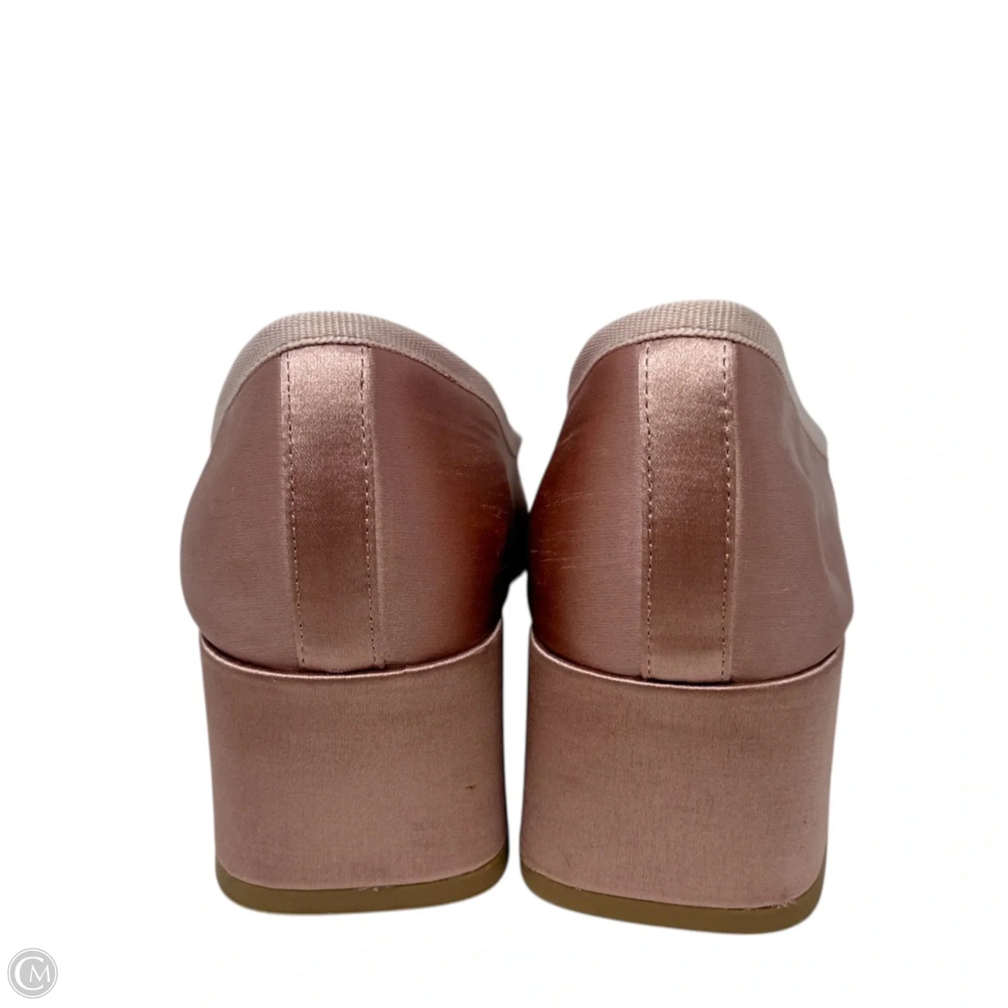 Steffie Bow Detail Mid Block Heeled Shoes By Asos In Blush Satin, Size: 7