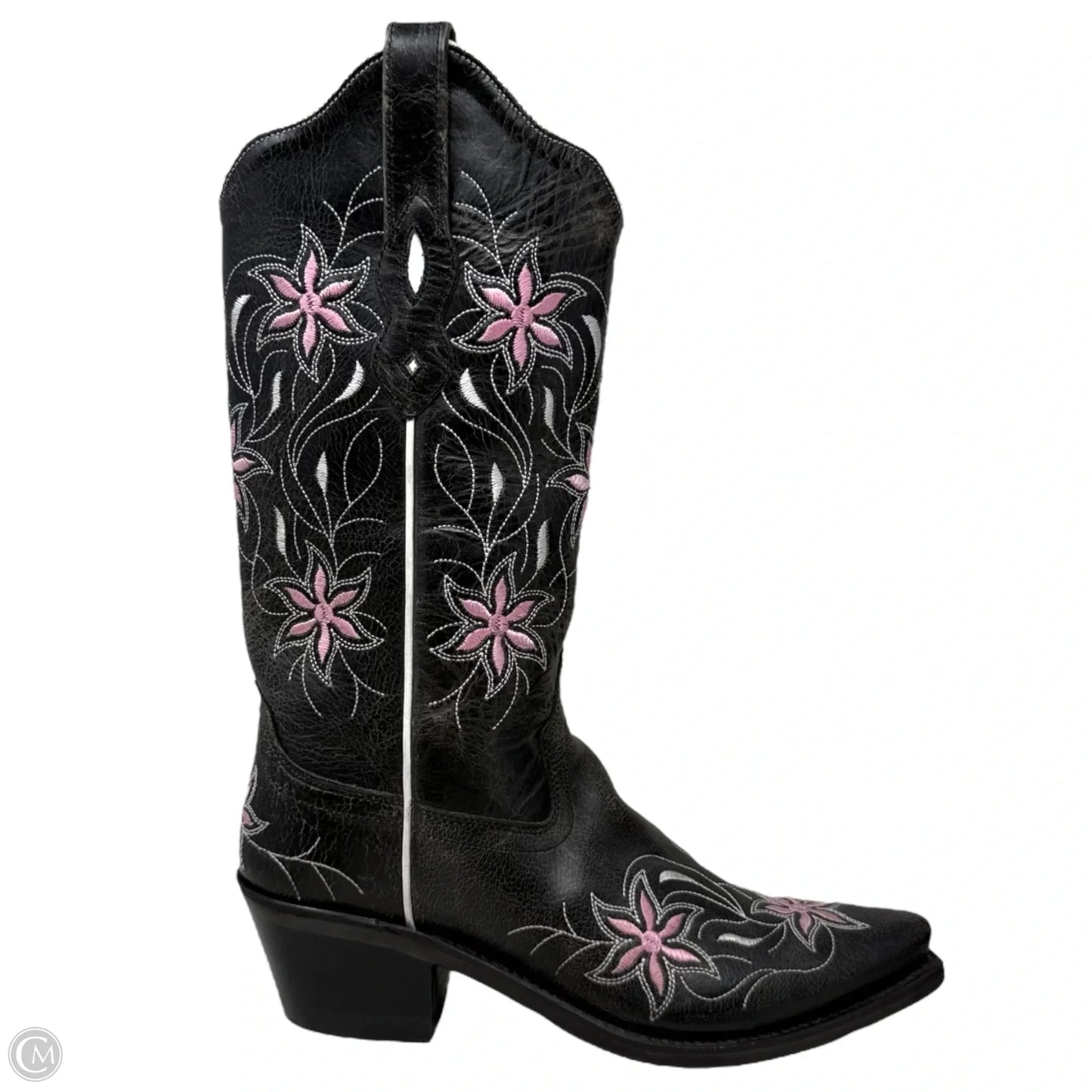 Jama Snip Toe Western Boots By Old West In Black & Pink, Size: 6