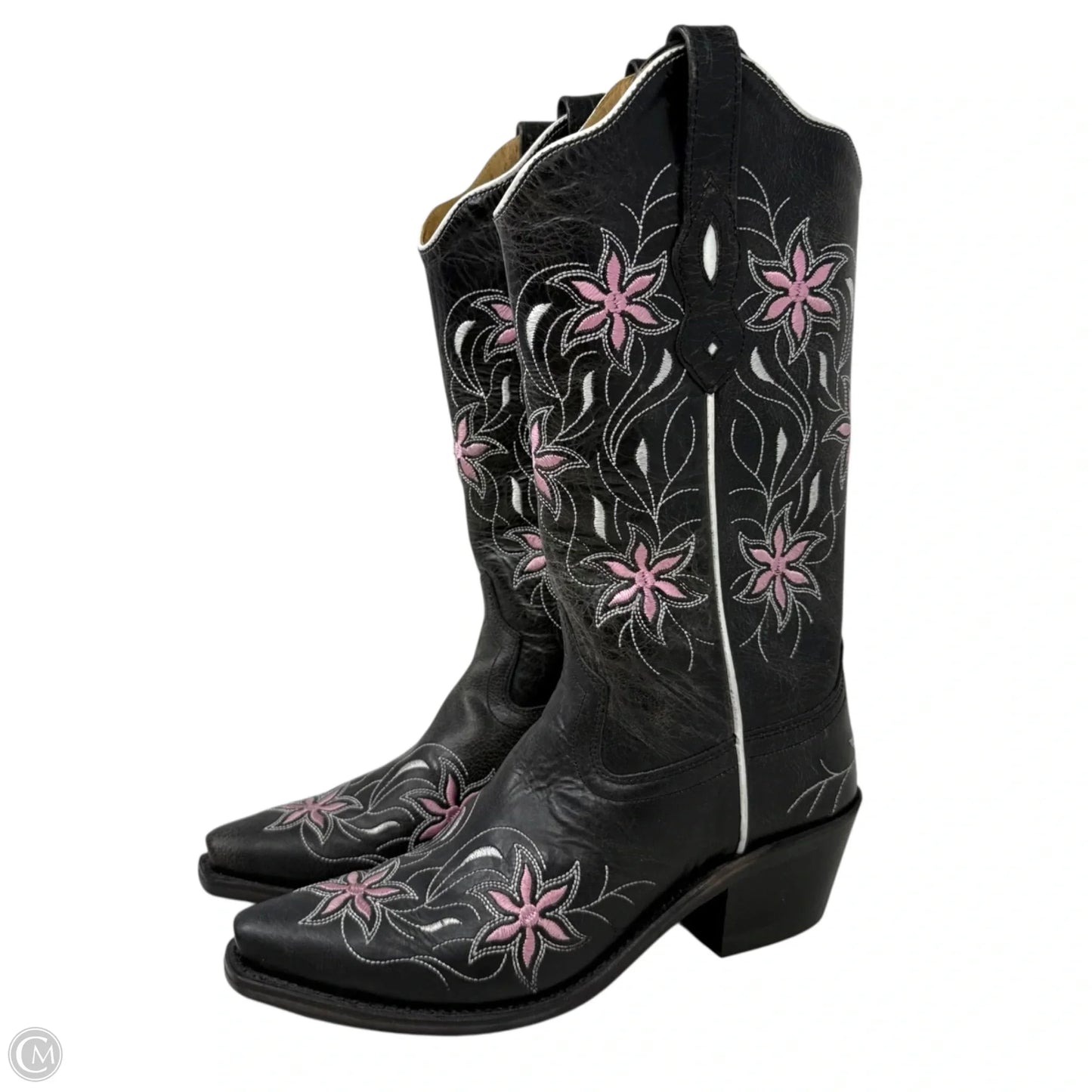 Jama Snip Toe Western Boots By Old West In Black & Pink, Size: 6