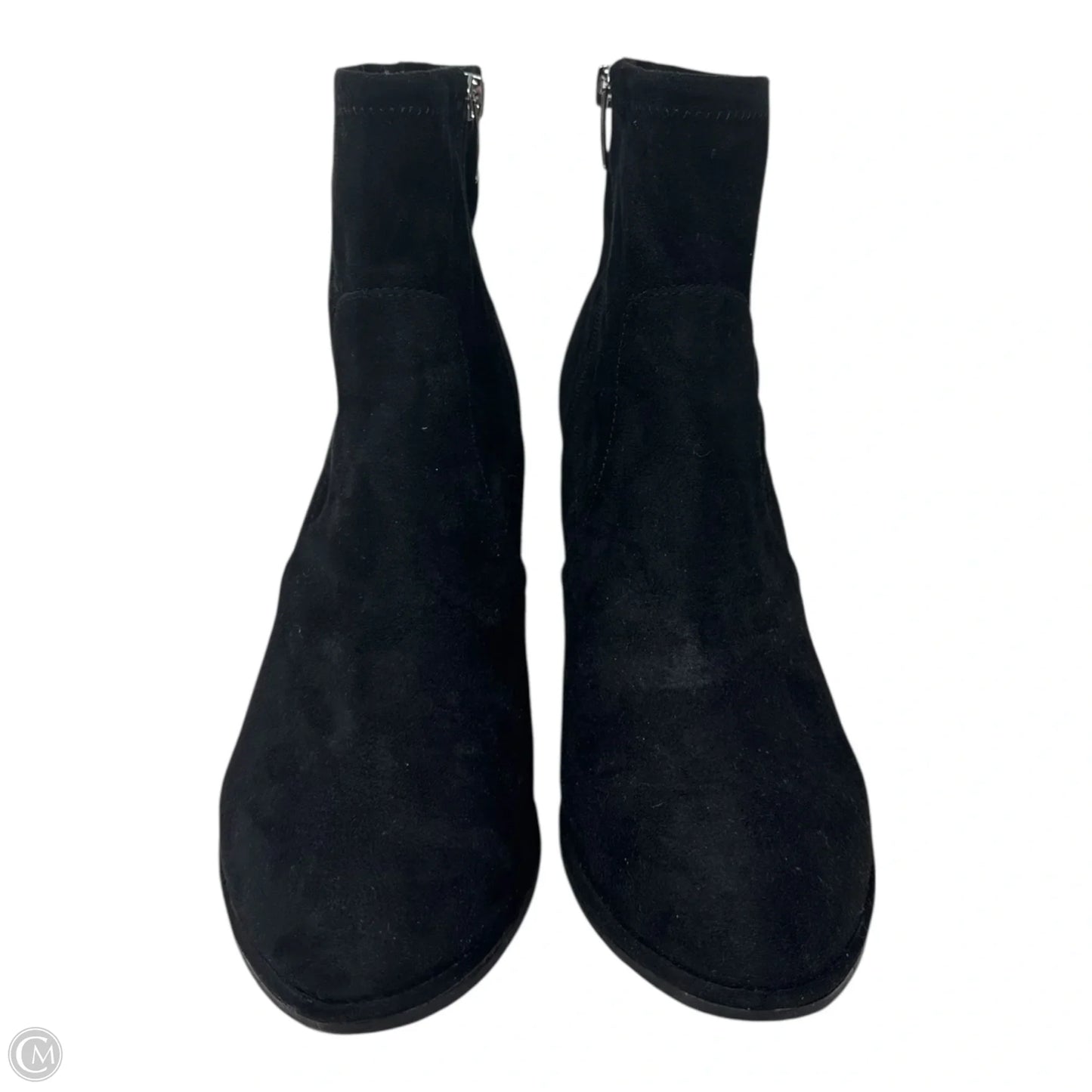 Faux Suede Boots Ankle Heels By Marc Fisher In Black, Size: 8