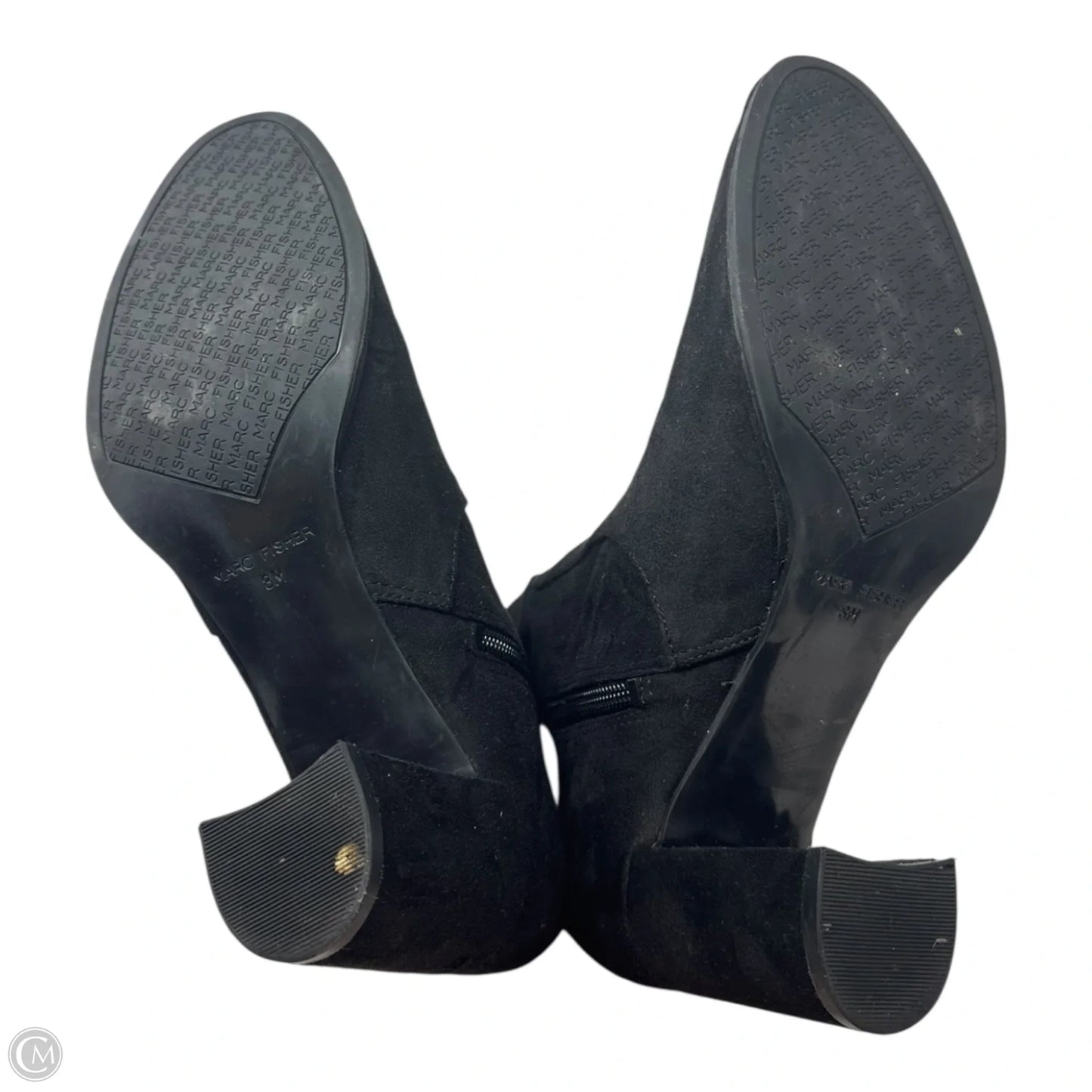 Faux Suede Boots Ankle Heels By Marc Fisher In Black, Size: 8