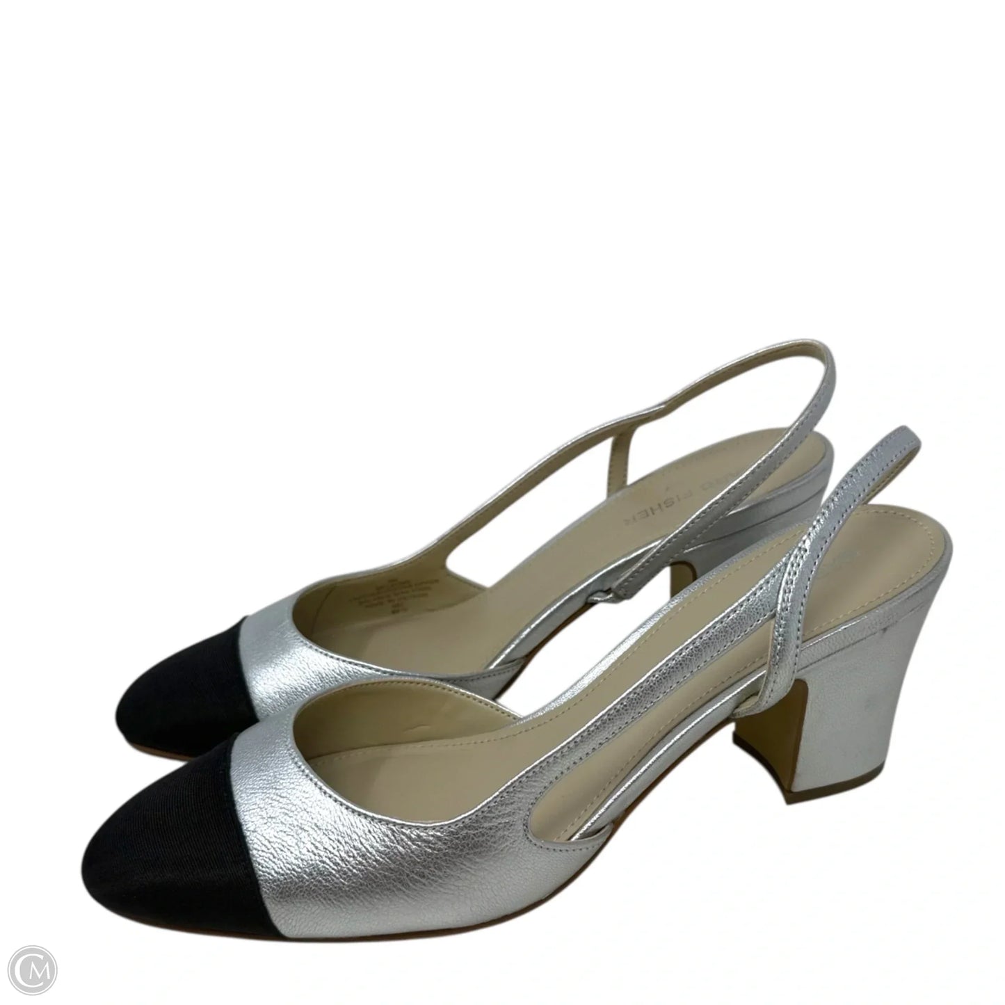Laglie Slingback Heels By Marc Fisher In Black & Silver, Size: 9