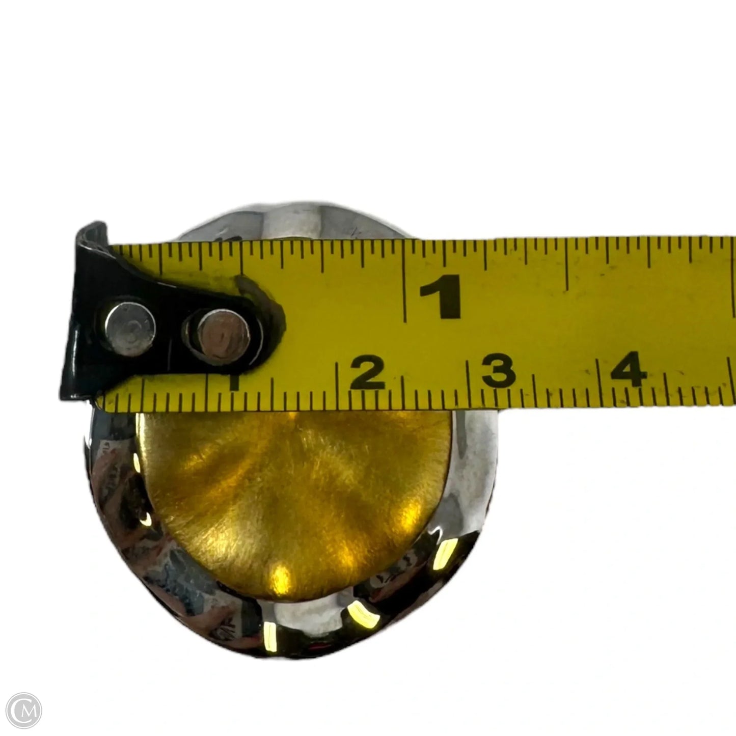 Two Tone Hammered & Brushed Gold Sterling Silver Circle Pendant Stamped MRB