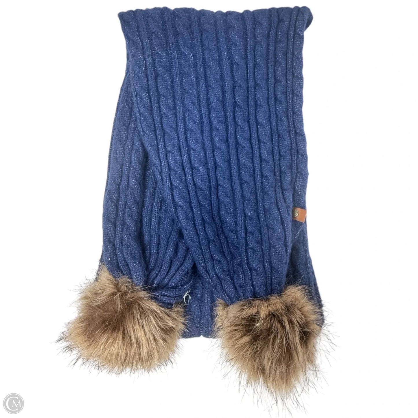Indigo Cable Long Pom Pom Scarf By Frye And Co