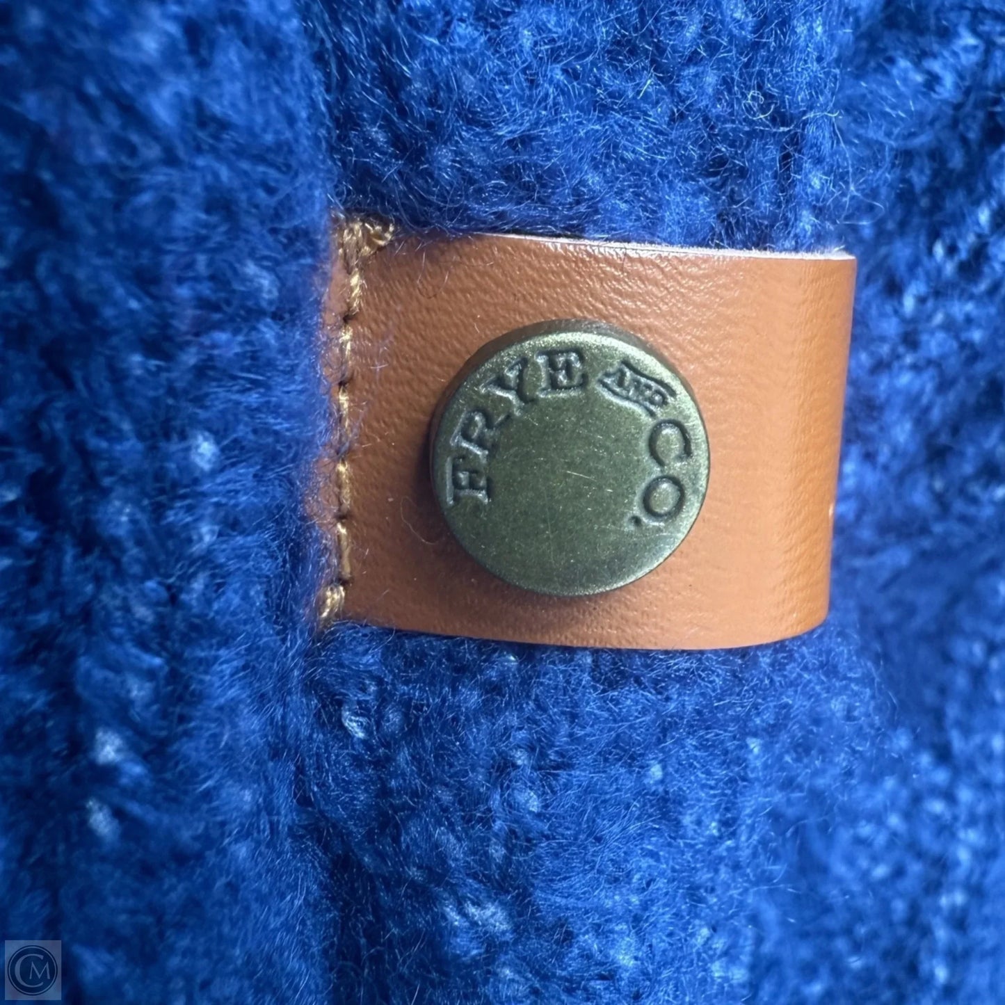 Indigo Cable Long Pom Pom Scarf By Frye And Co