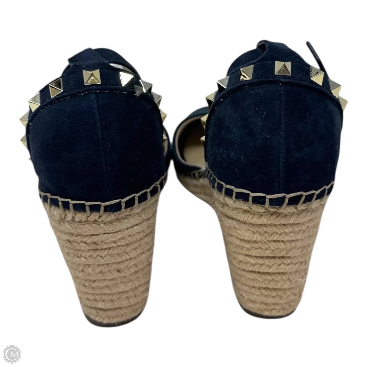 Studded Suede Espadrille Shoes Heels Wedge By Marc Fisher In Blue, Size: 8