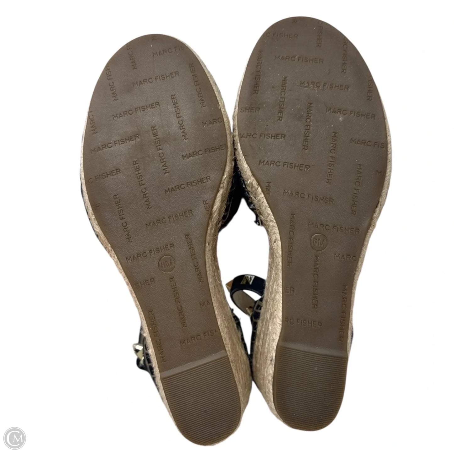 Studded Suede Espadrille Shoes Heels Wedge By Marc Fisher In Blue, Size: 8