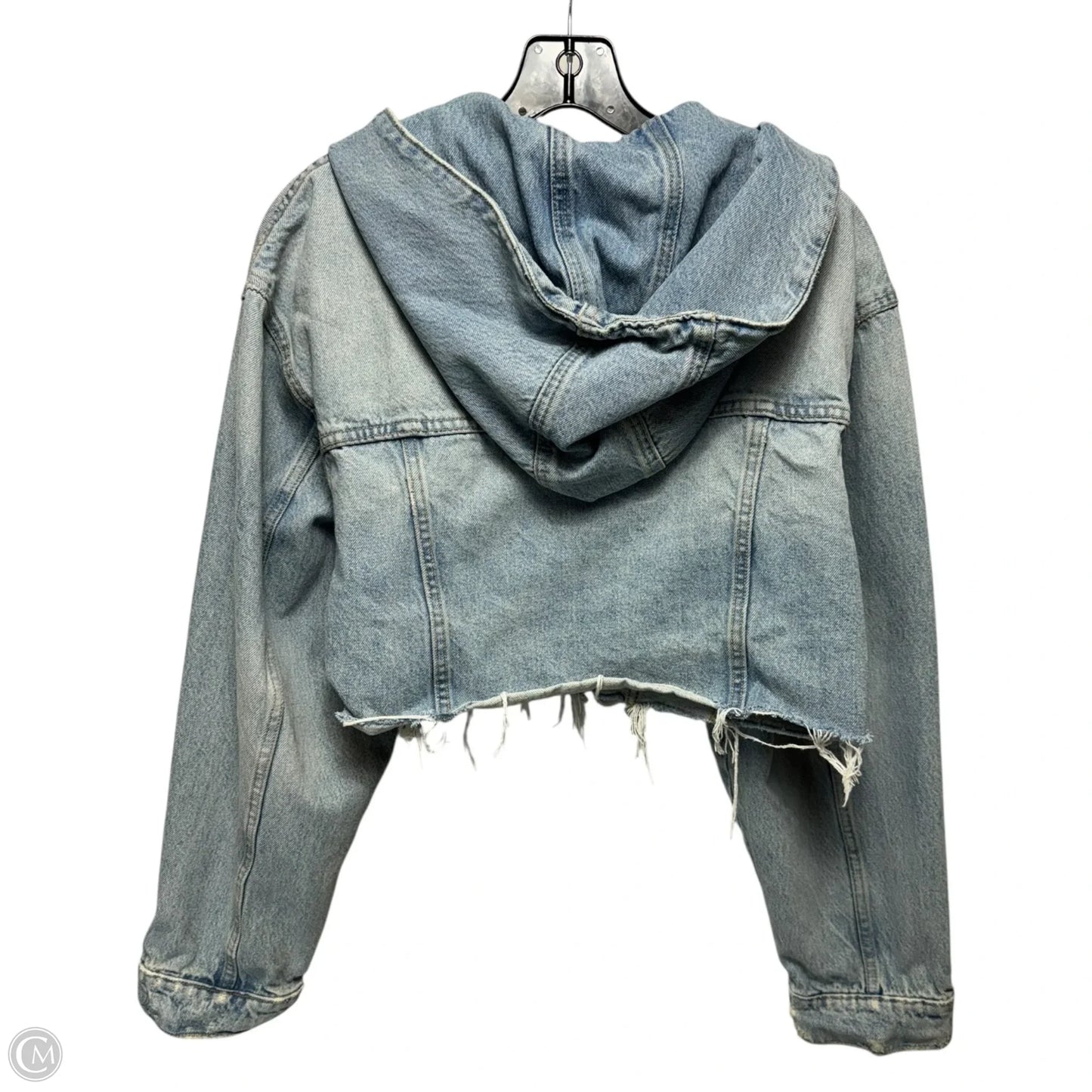 Cropped Jacket Denim By Zara In Blue Denim, Size: L