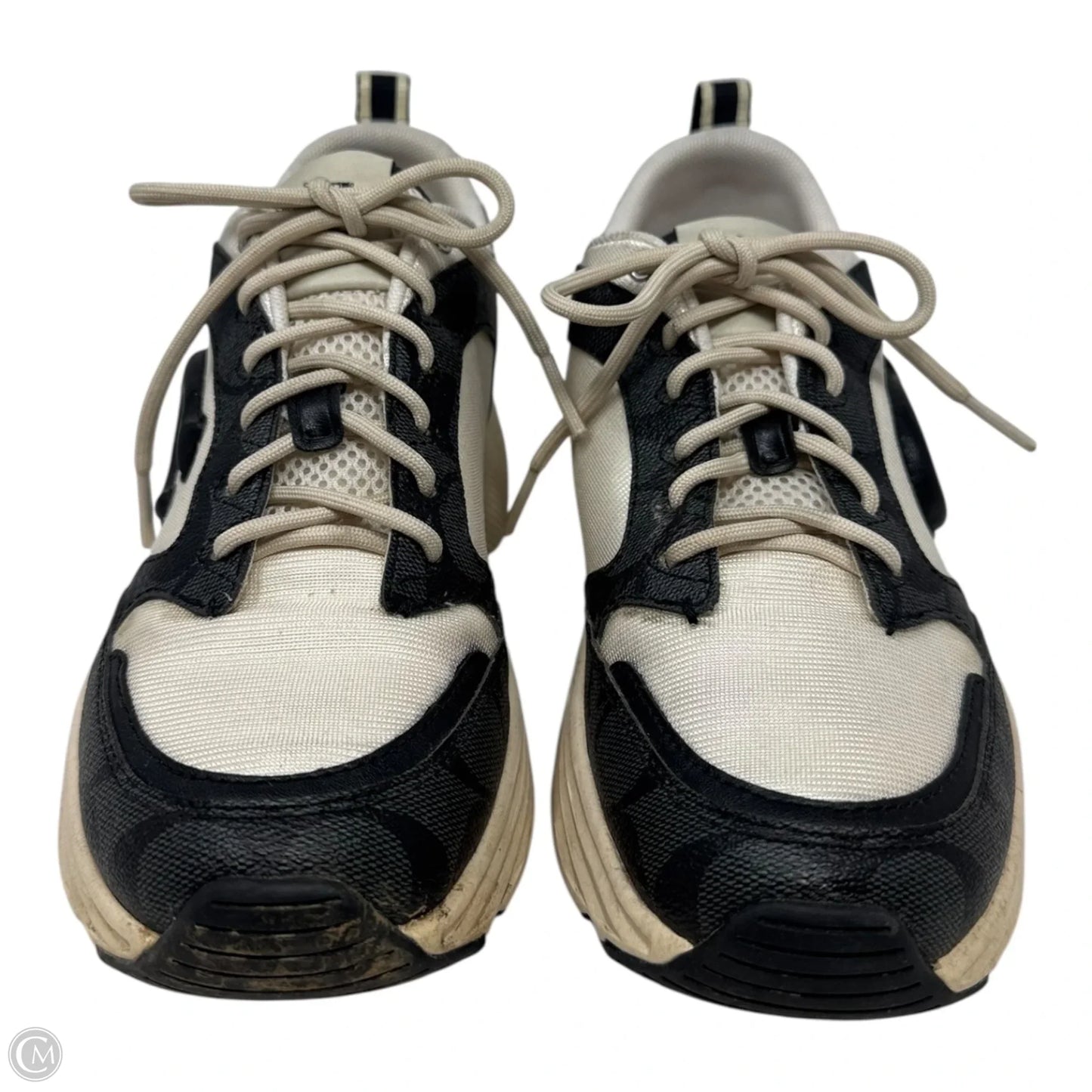 Strider Sneaker Shoes Designer By Coach In Black & Cream, Size: 7.5