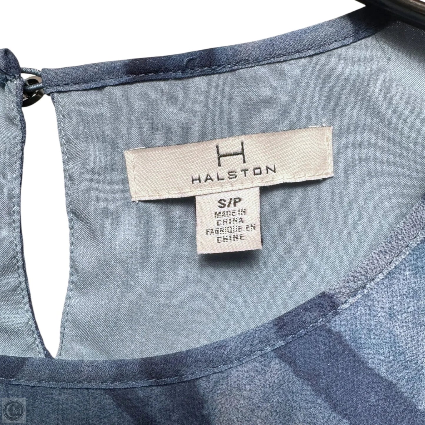 Sunburst Pleated Asymmetrical Blouse Sleeveless Designer By Halston In Blue, Size: S