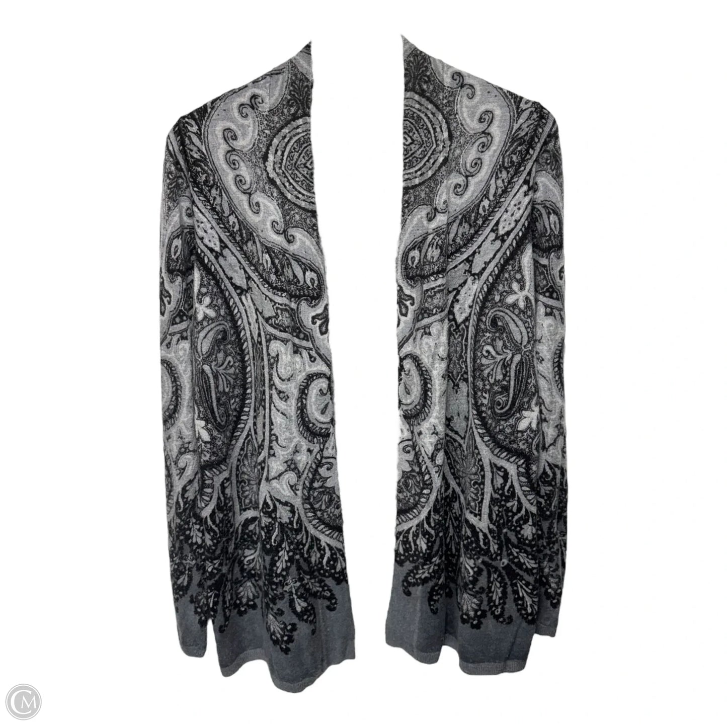Sweater Cardigan By Talbots In Black & Grey, Size: M