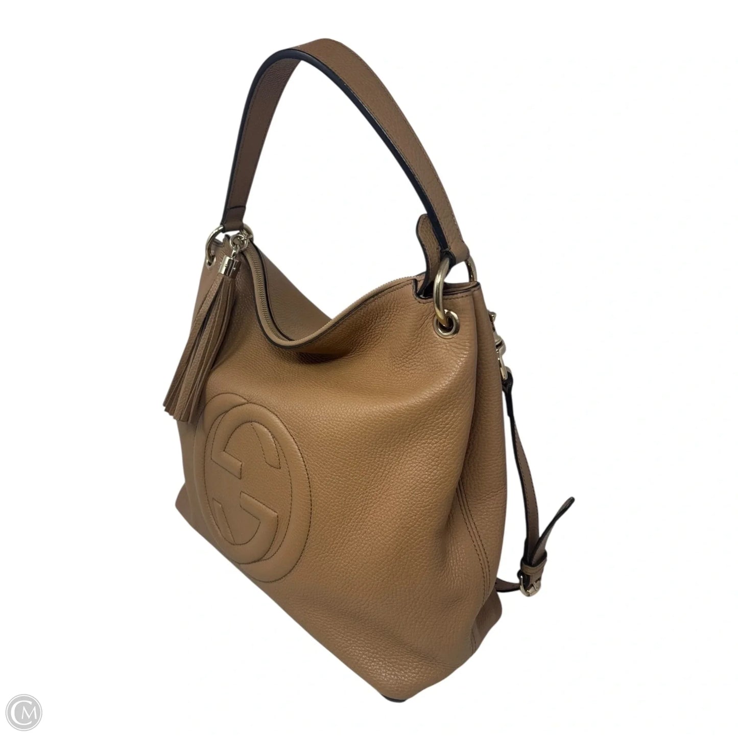 Soho Pebbled Leather Convertible Handbag Luxury Designer By Gucci, Size: Large