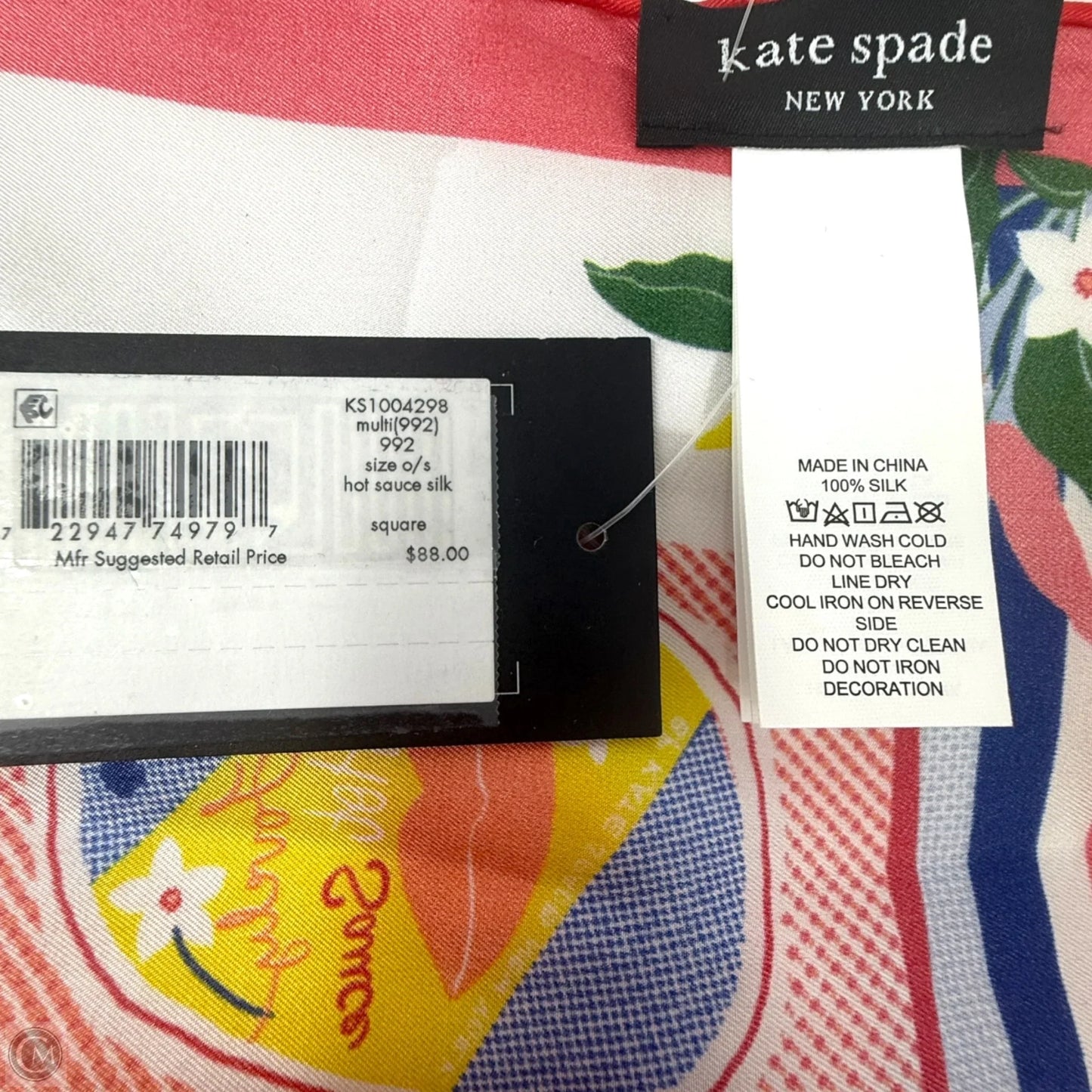 Hot Sauce Silk Square Scarf Designer By Kate Spade