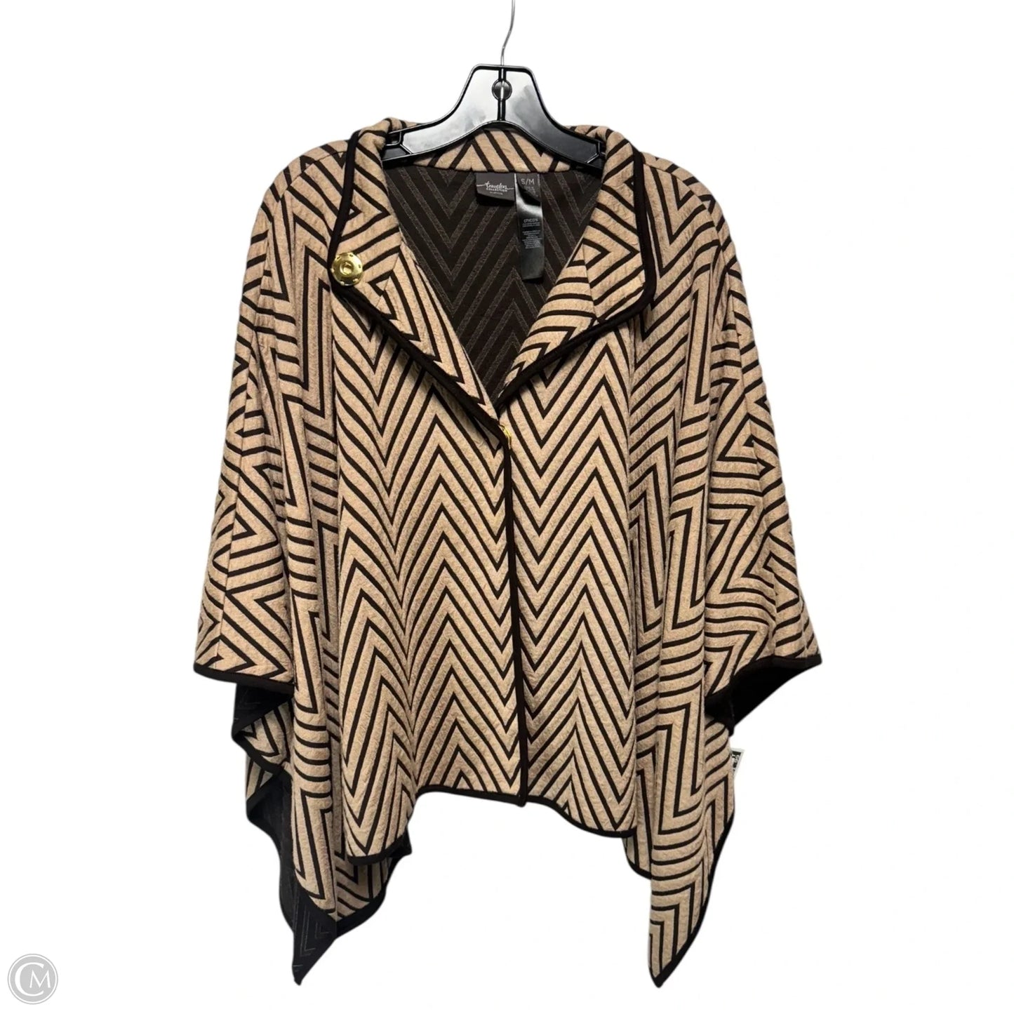 Jacket Poncho By Chicos In Striped Pattern, Size: M