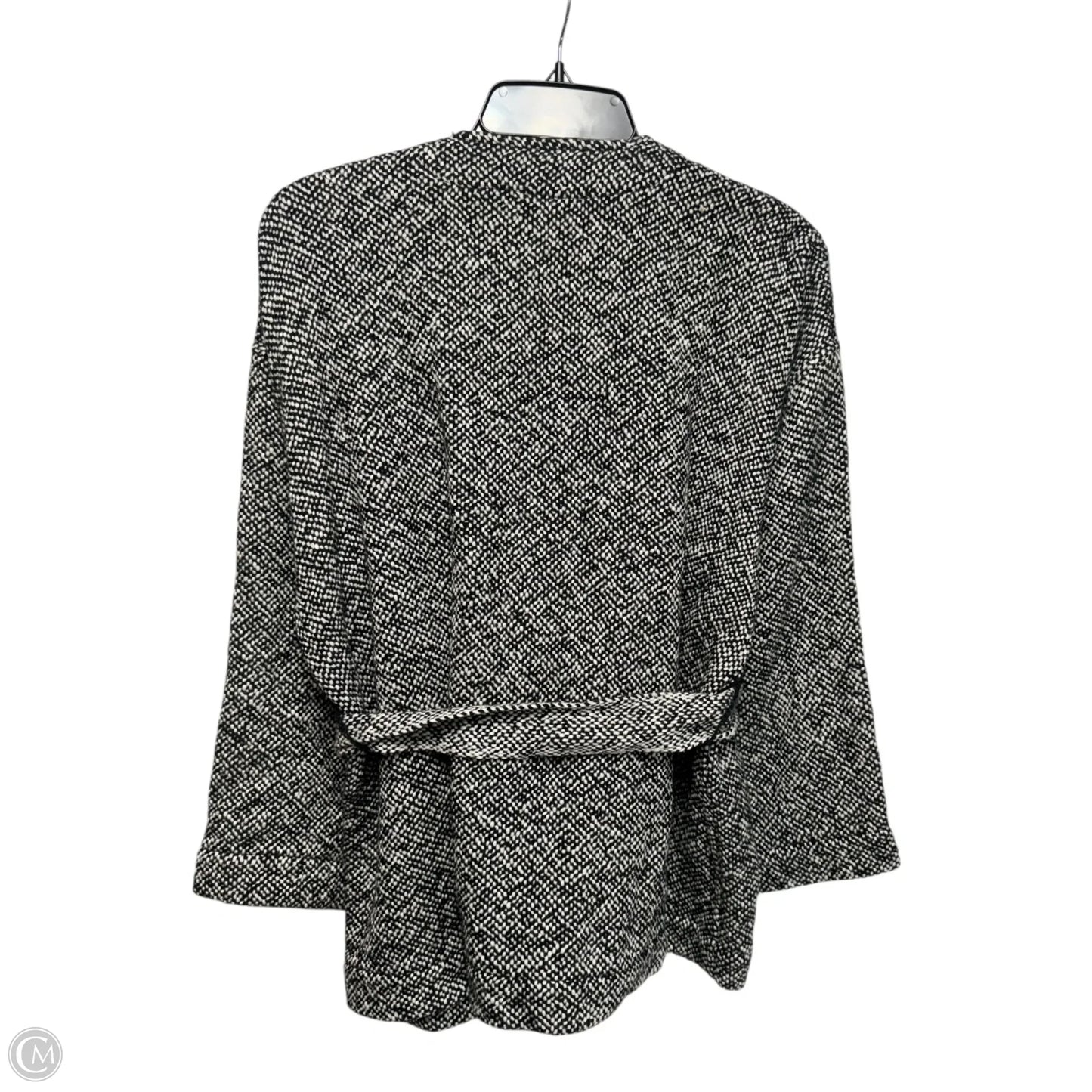 Cotton Belted Sweater Cardigan By Eileen Fisher In Black & White, Size: M