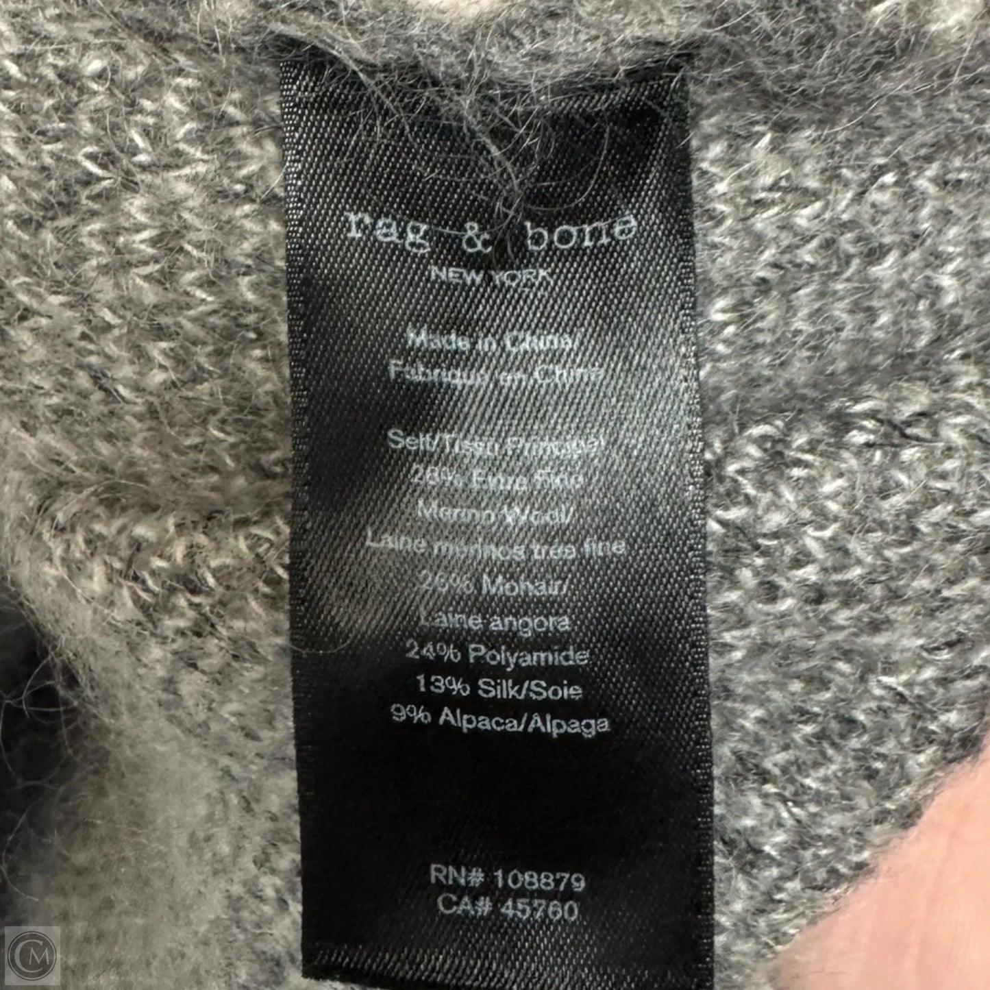 Merino Wool Mohair Blend Sweater By Rag And Bone In Grey, Size: M