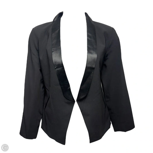 Tuxedo Jacket With Pockets & Silk Shawl Collar By Eileen Fisher In Black, Size: L