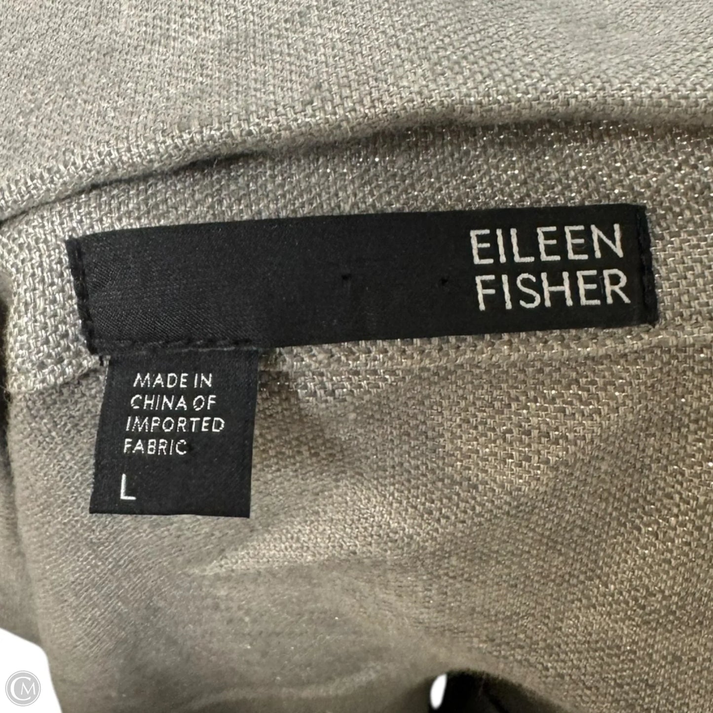 Metallic Linen Blazer By Eileen Fisher In Silver, Size: L