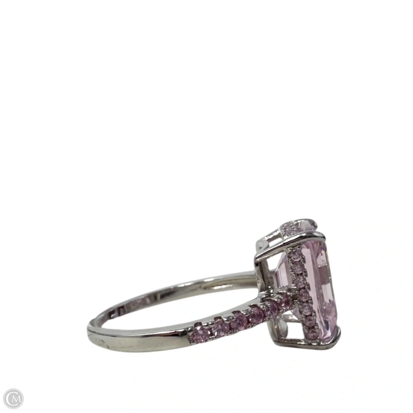 Sterling Silver & Pink Crystal Pave Cocktail Ring, Size: 7