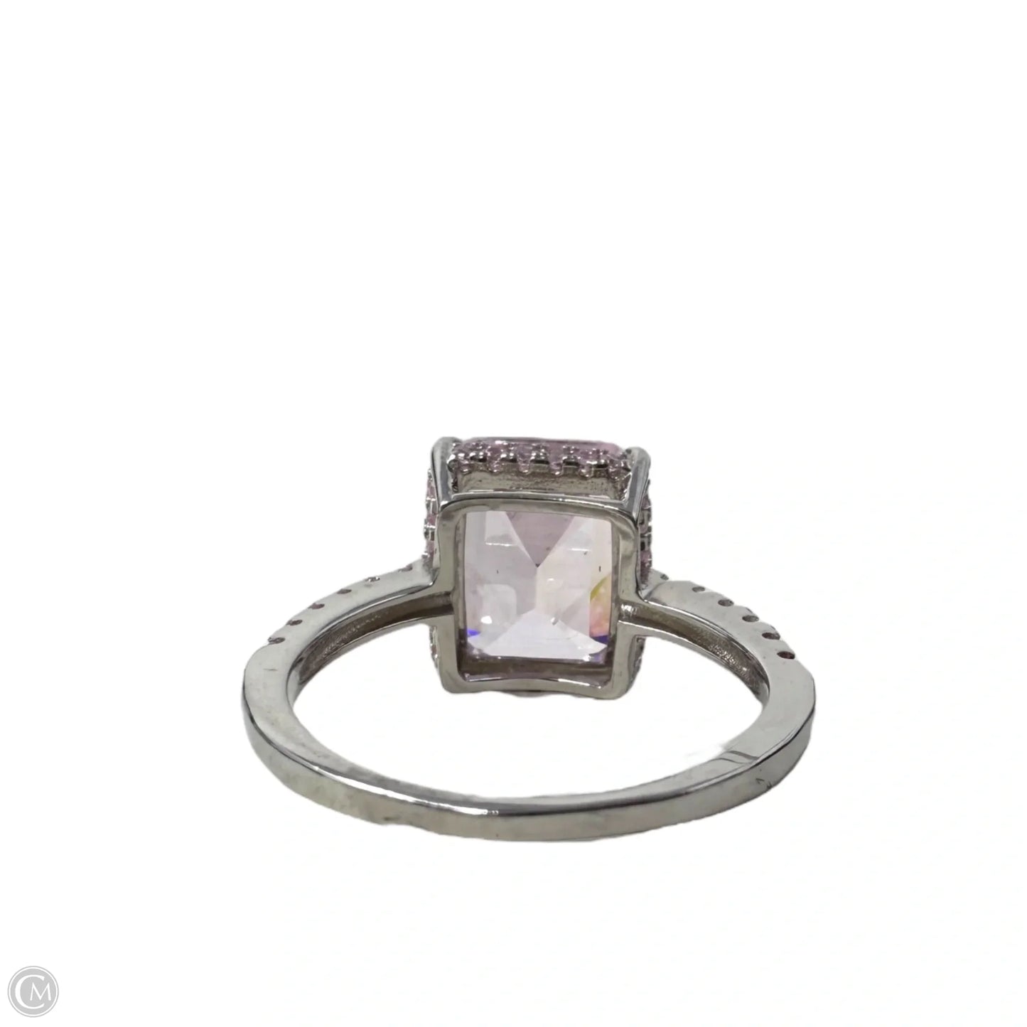 Sterling Silver & Pink Crystal Pave Cocktail Ring, Size: 7