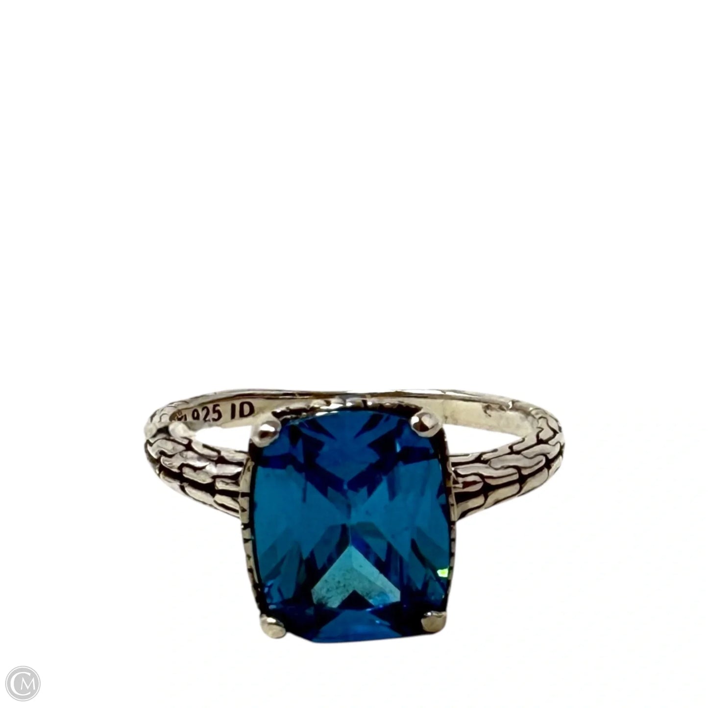 Made In Bali Cushion Cut Blue Stone & Sterling Silver Ring By Annika Witt, Size: 6.5