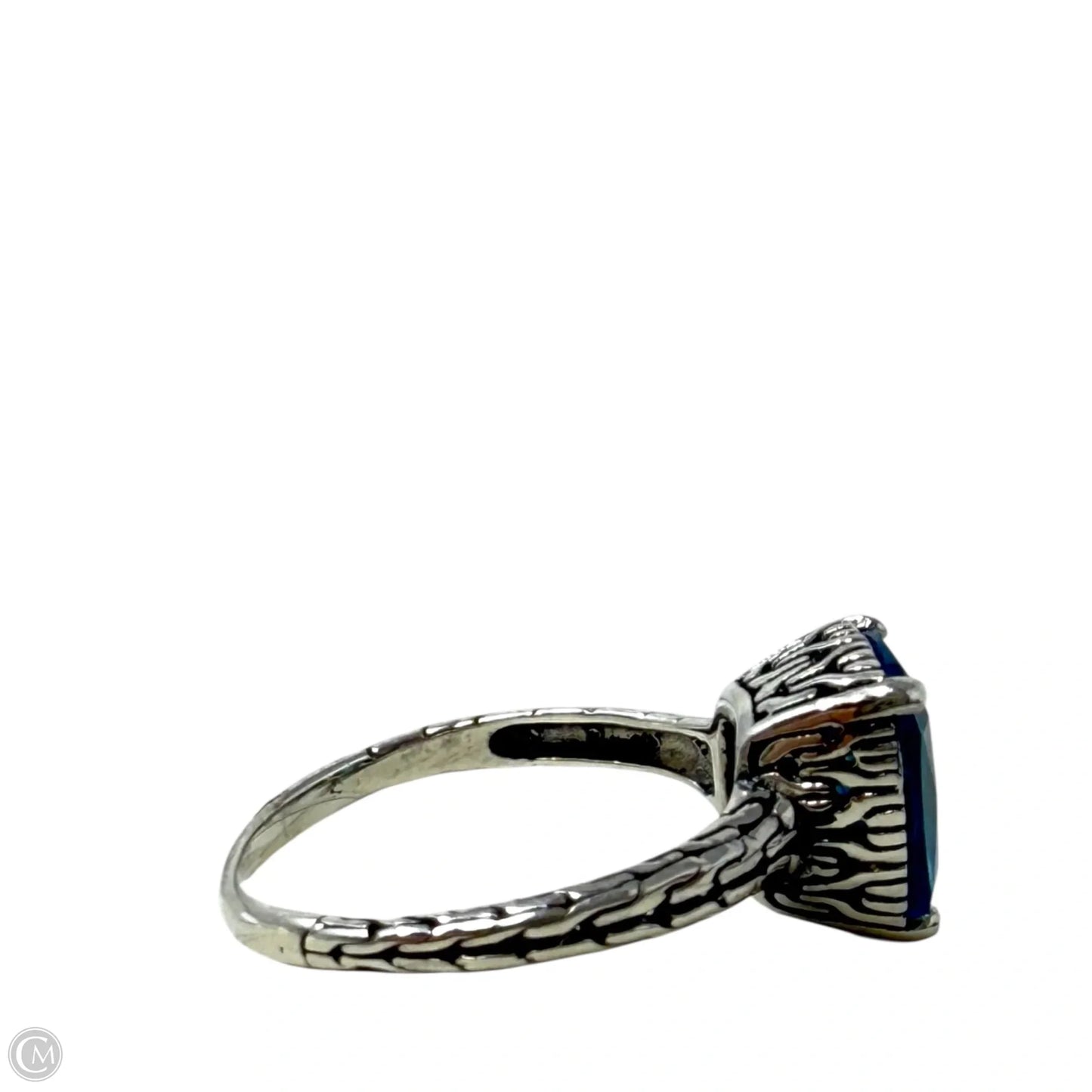 Made In Bali Cushion Cut Blue Stone & Sterling Silver Ring By Annika Witt, Size: 6.5