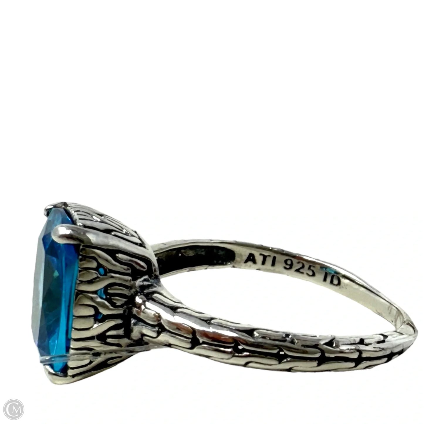 Made In Bali Cushion Cut Blue Stone & Sterling Silver Ring By Annika Witt, Size: 6.5