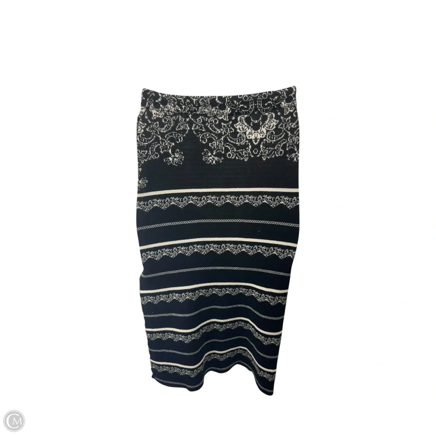 Irreplaceable Knit Pencil Skirt By Free People In Black & Cream, Size: XS