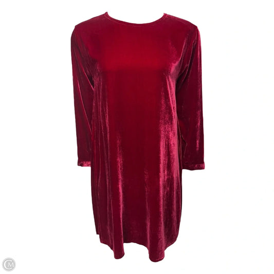 Silk Blend Velvet Ruby Crew Neck Dress By Eileen Fisher In Red, Size: XL
