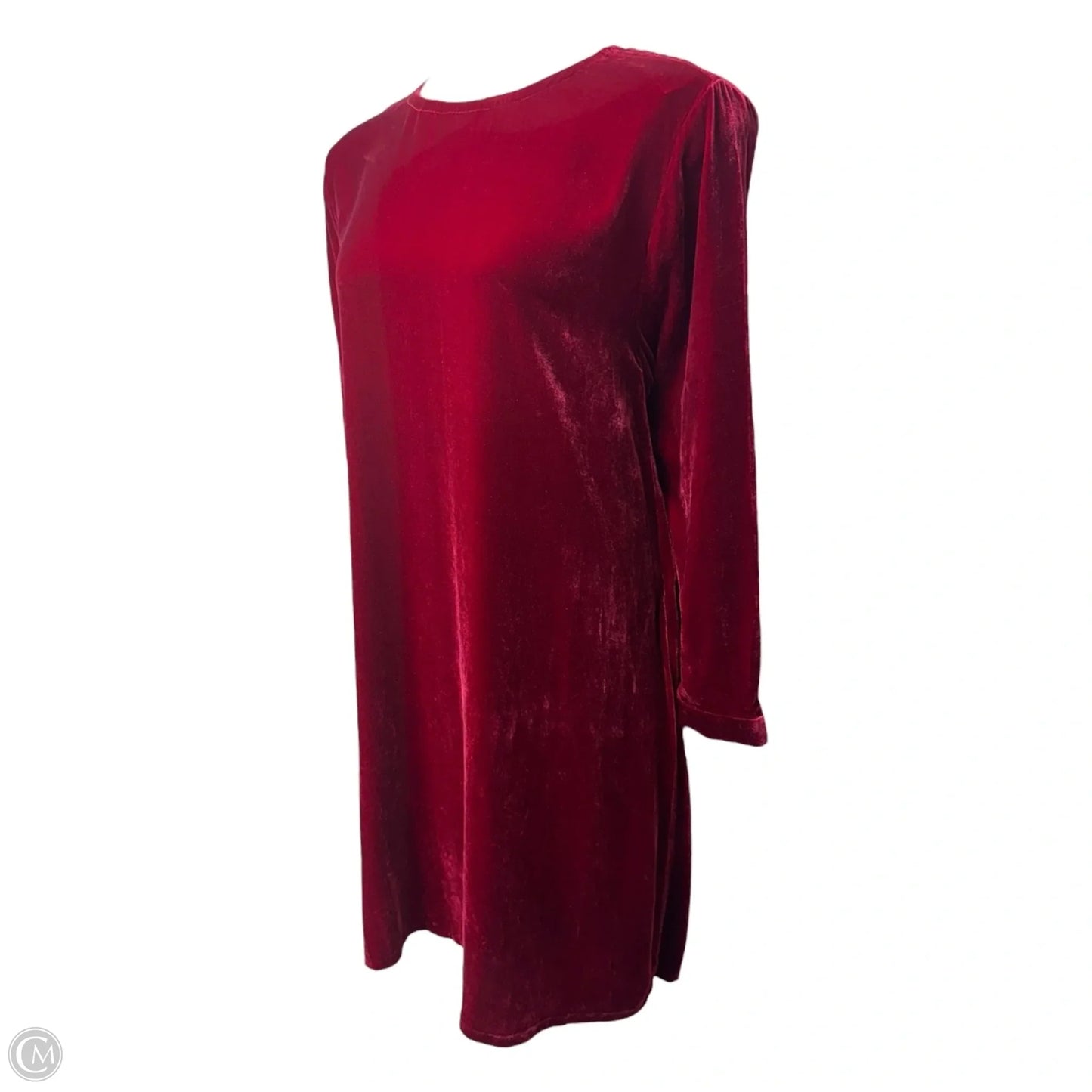 Silk Blend Velvet Ruby Crew Neck Dress By Eileen Fisher In Red, Size: XL