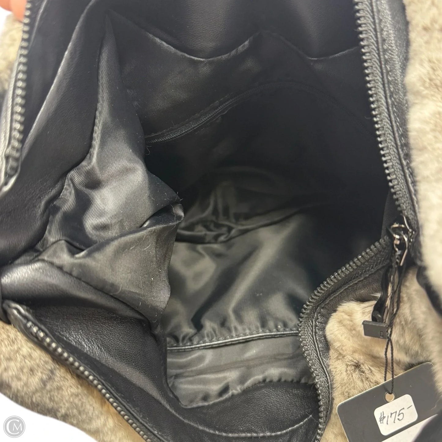 Real Fur Hobo Handbag Leather By Jayley, Size: Medium