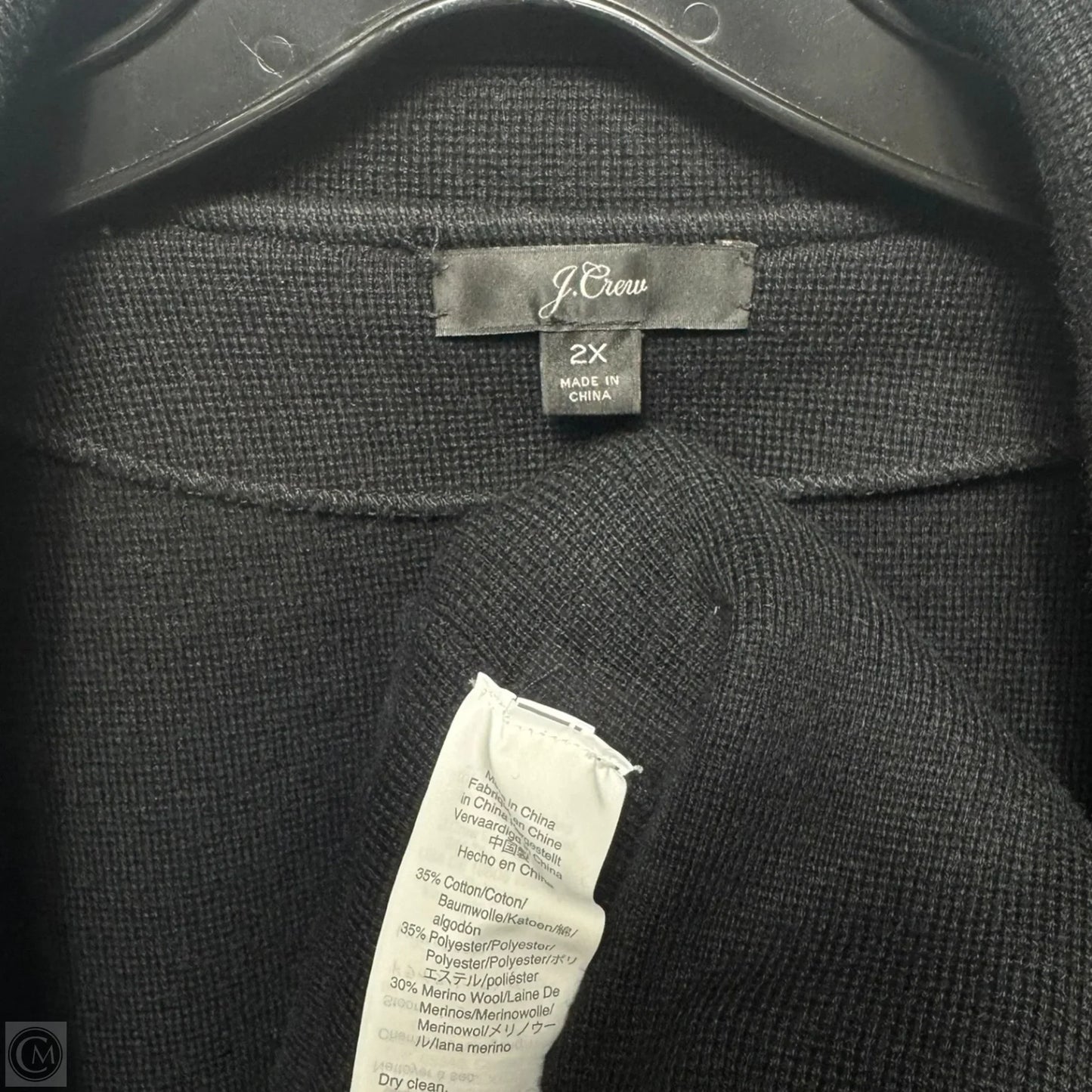 Collared Sweater Cardigan By J. Crew In Black, Size: 2x