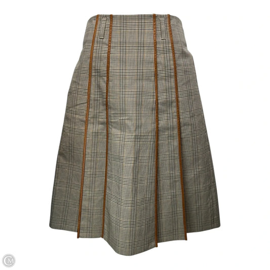 Pleated Midi Skirt Designer By Tory Burch In Plaid Pattern, Size: 4
