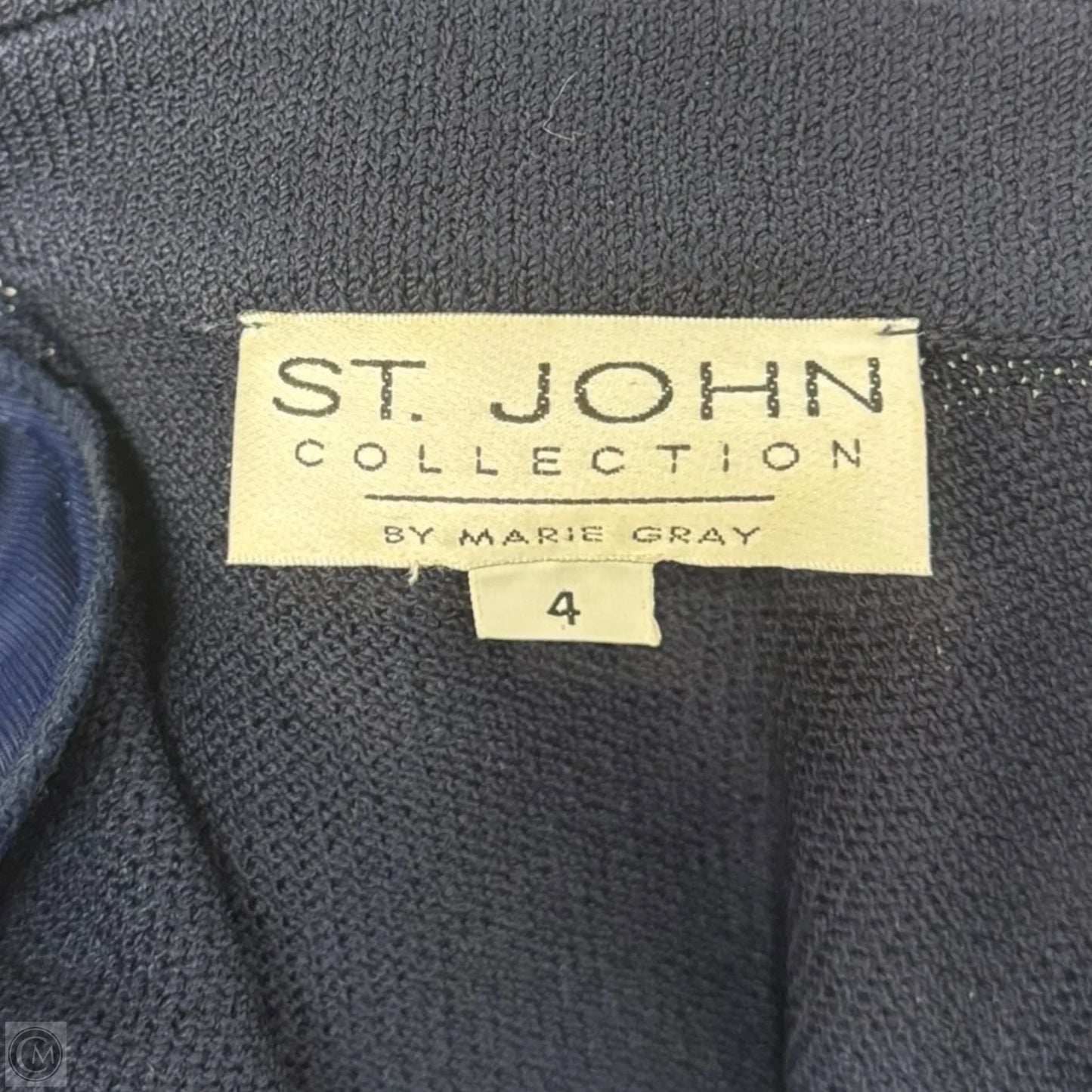 Knit Blazer Luxury Designer By St John Collection In Blue & Gold, Size: 4