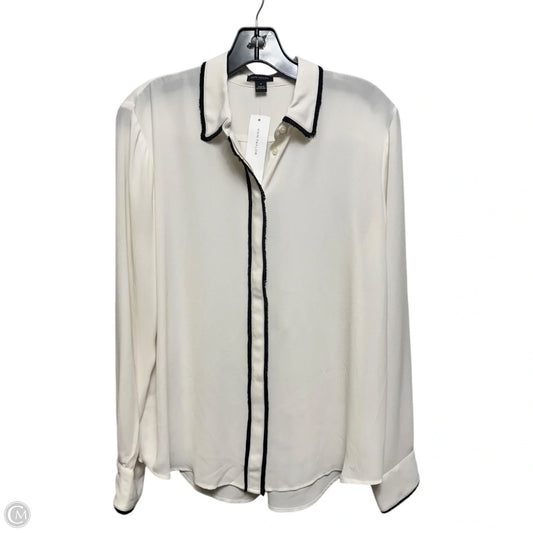Blouse Long Sleeve By Ann Taylor In Black & Cream, Size: M
