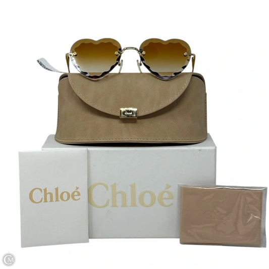 Rosie Heart Sunglasses CE150S In Gold/Gradient Brick Luxury Designer By Chloe