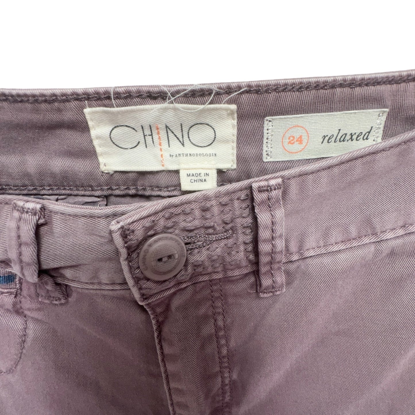 Relaxed Embroidered Chino Pants in Lilac By Chino X Anthropologie, Size 0