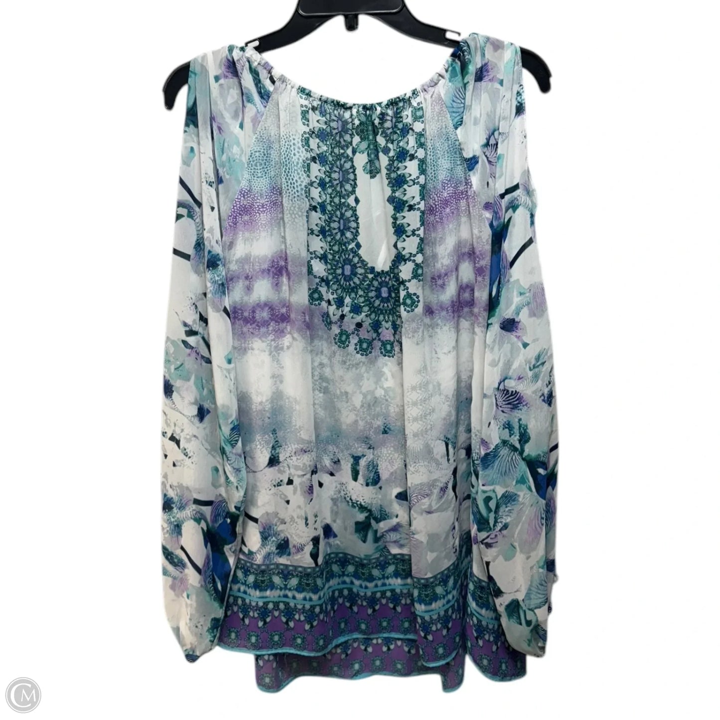 Blouse Long Sleeve By Jennifer Lopez In Multi-colored, Size: 3x