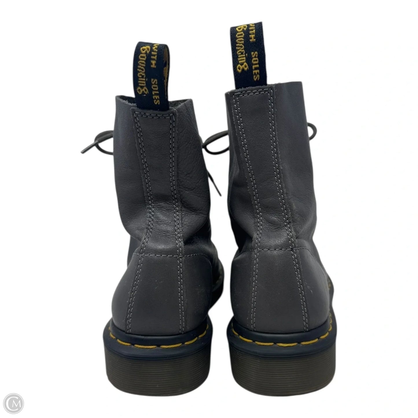 1460 Pascal Virginia Leather Lace Up Boots By Dr Martens In Grey, Size: 9