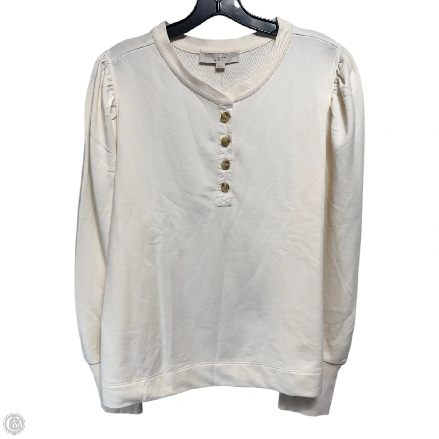 Top Long Sleeve By Loft In Cream, Size: 1x