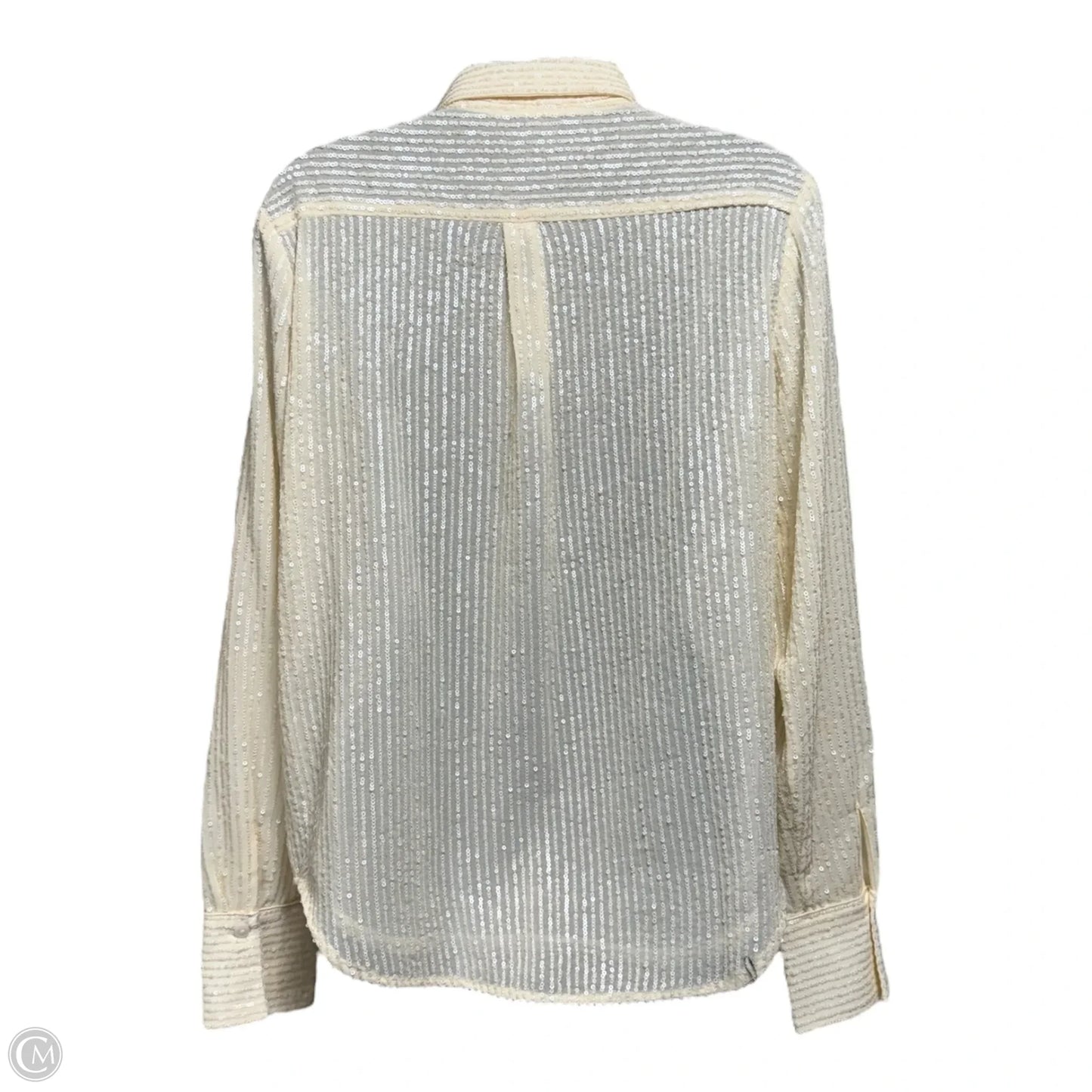 The Remie Sequin Button Down By Anthropologie In Pearl, Size: S