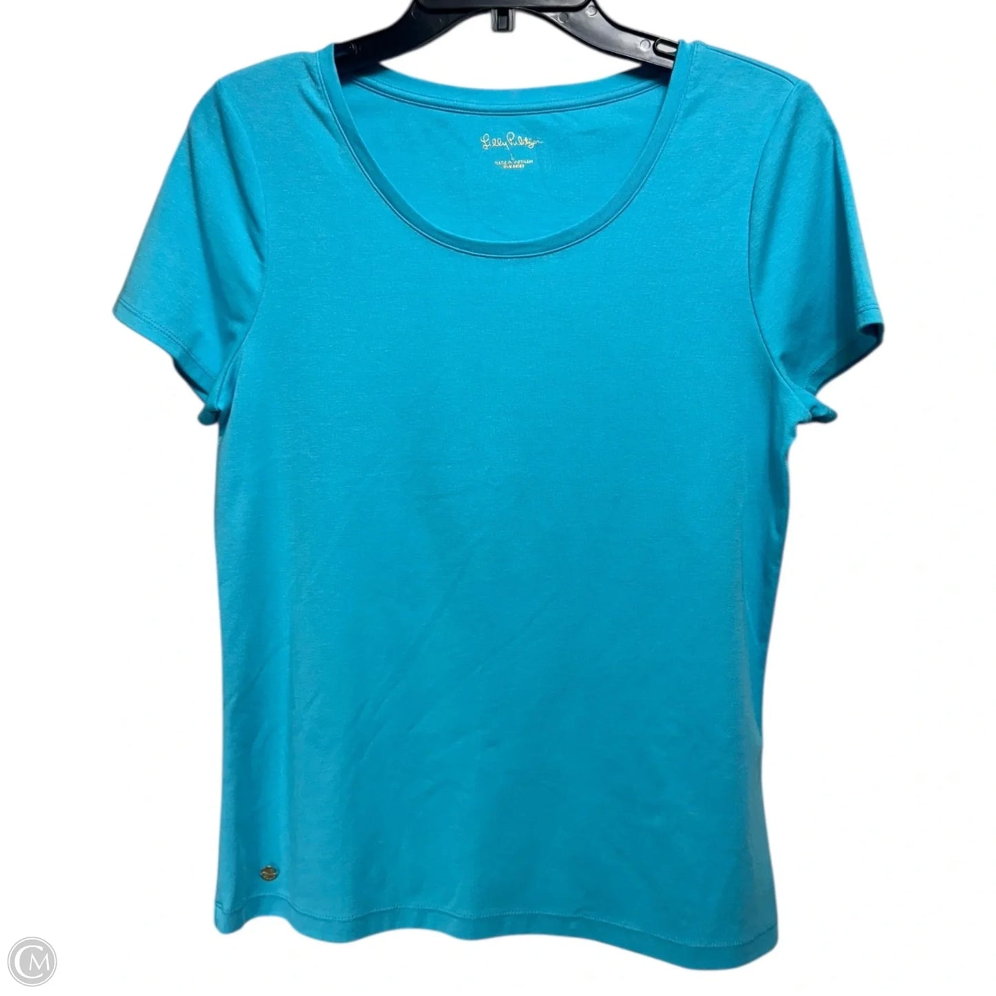 Halee Top Short Sleeve Designer By Lilly Pulitzer In Turquoise Shore, Size: L