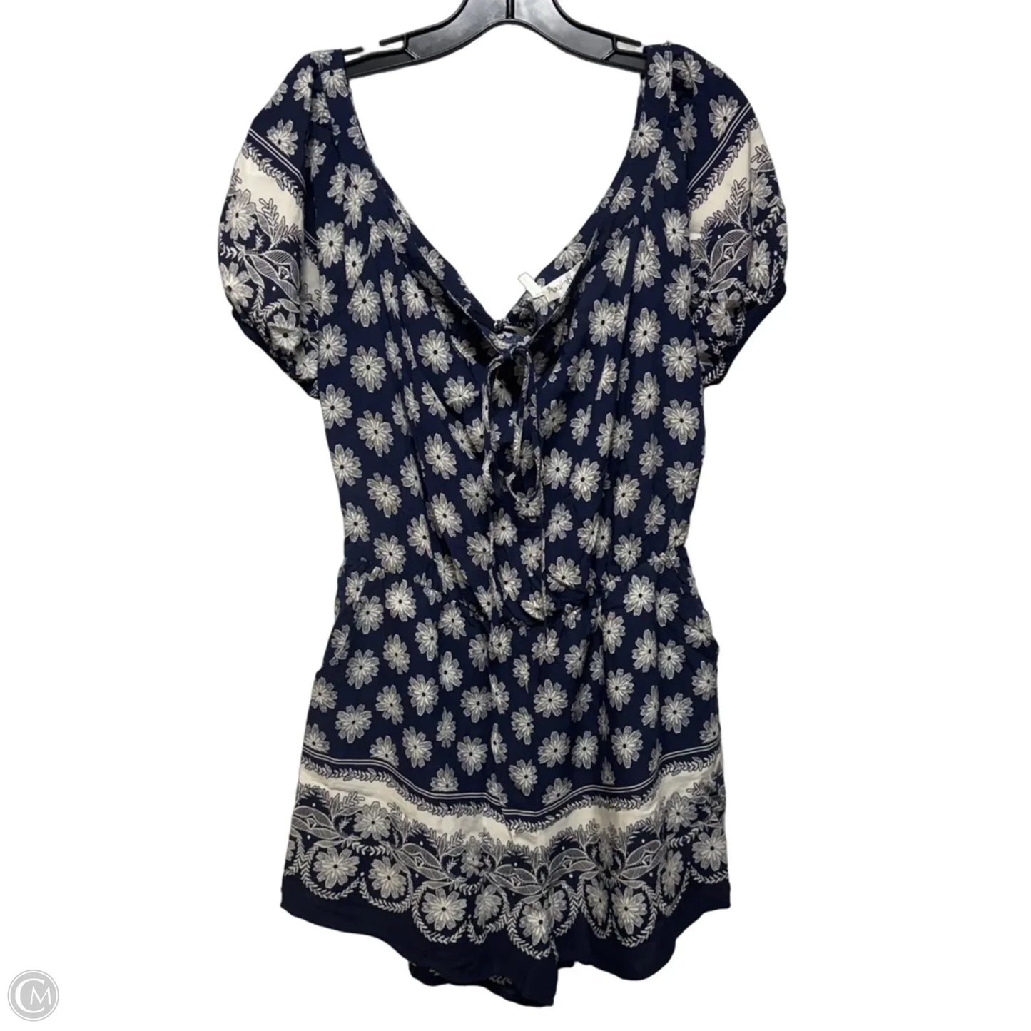 Romper By Available In Blue & Cream, Size: L
