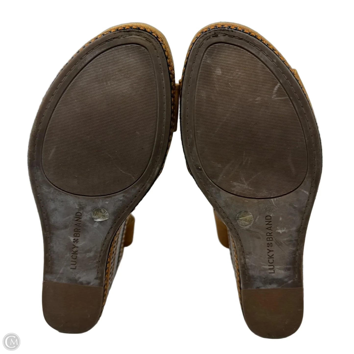 Yarosan Sandals Heels Wedge By Lucky Brand In Brown & Grey, Size: 11