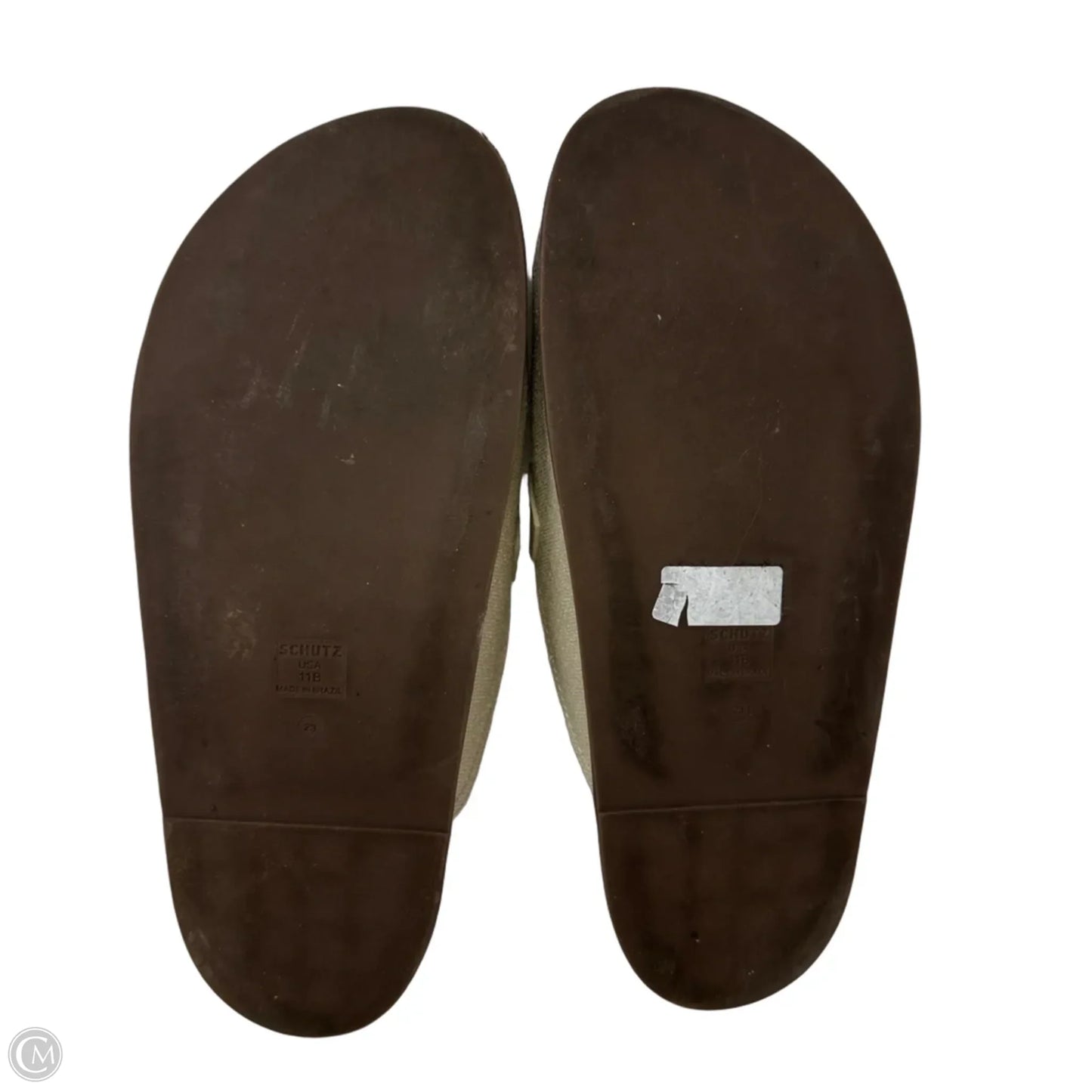 Ava Linen Flat Slides By Schutz In Beige, Size: 11
