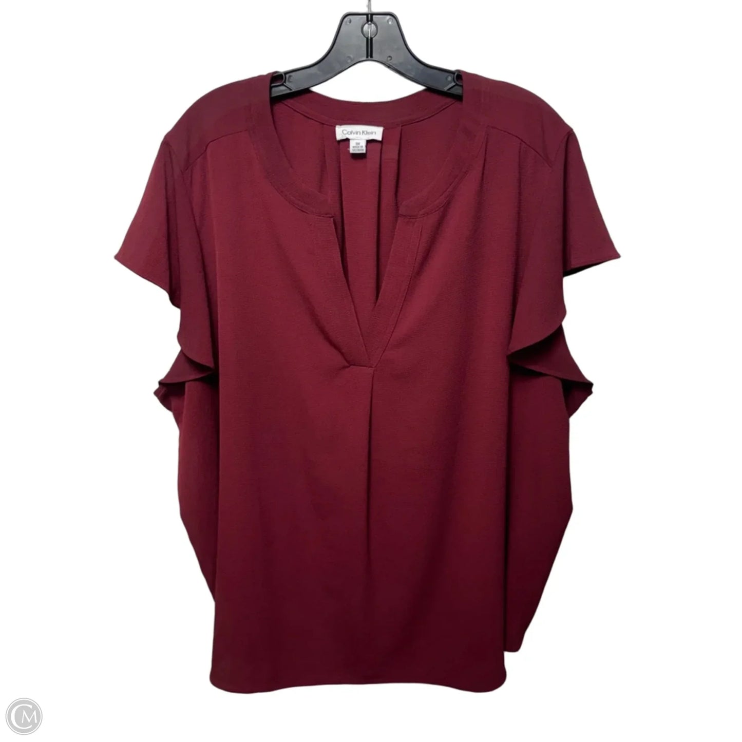 Top Short Sleeve By Calvin Klein In Maroon, Size: 3x