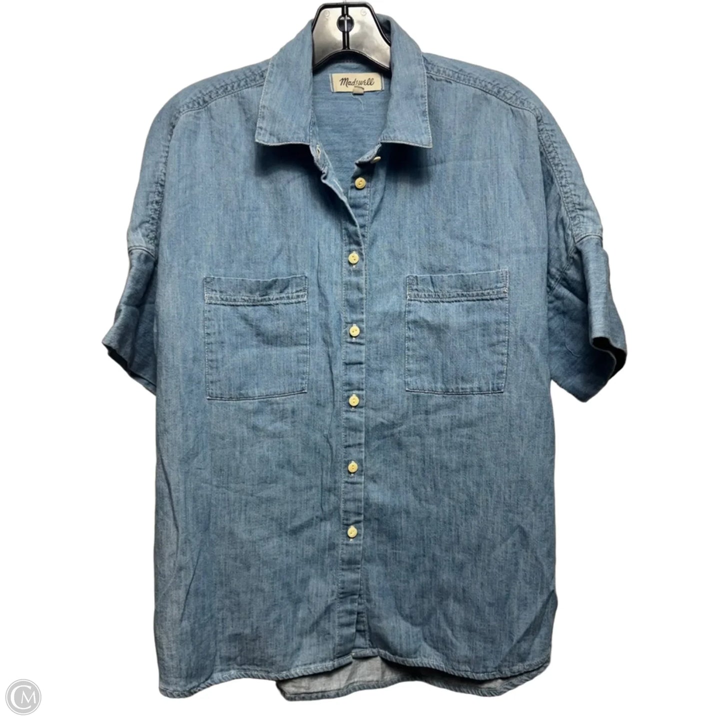 Top Short Sleeve By Madewell In Blue Denim, Size: M